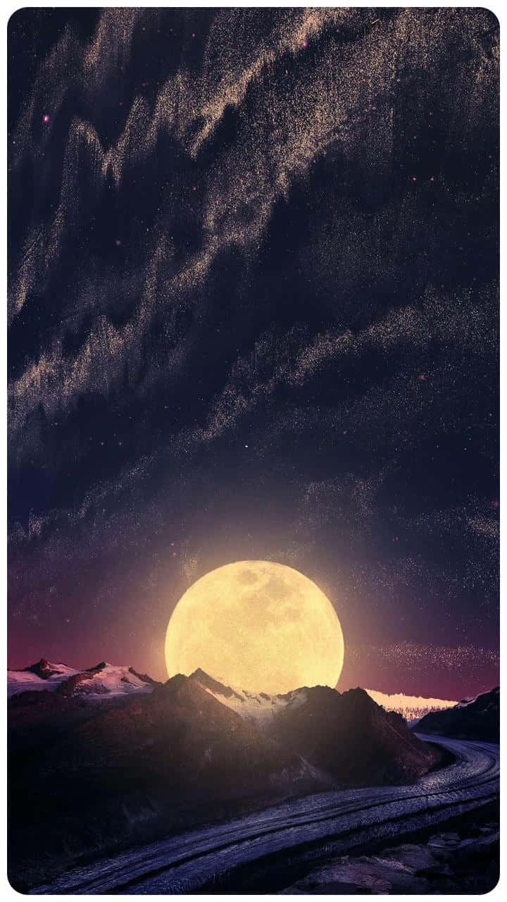 Elegant Moon Road Painting Background