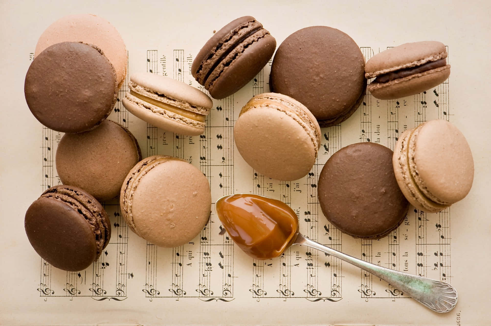 Elegant Neutral Colored Tasty Macaron Background