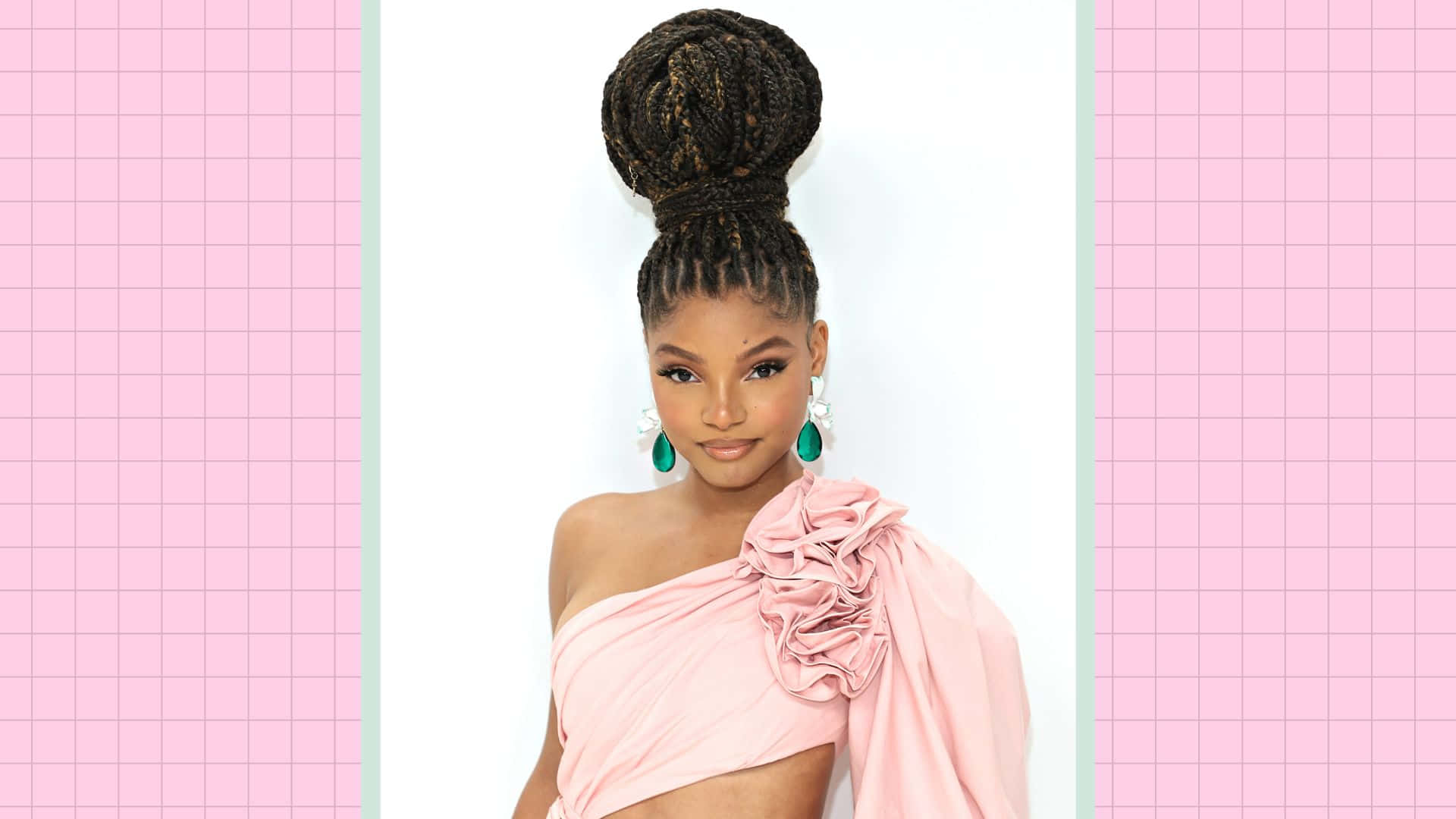 Elegant Pink Dressand Hairstyle Background