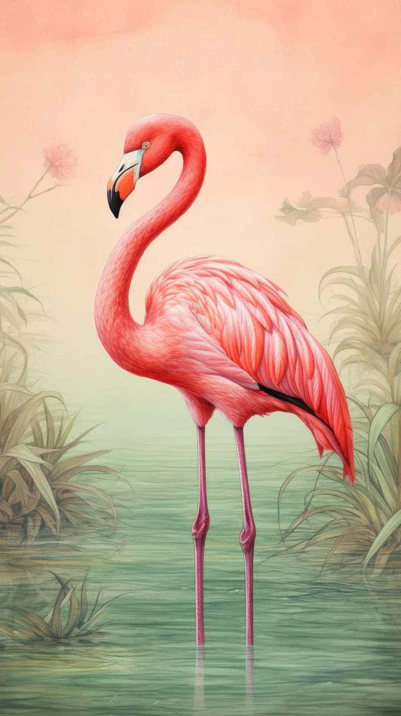 Elegant Pink Flamingo Artwork Background