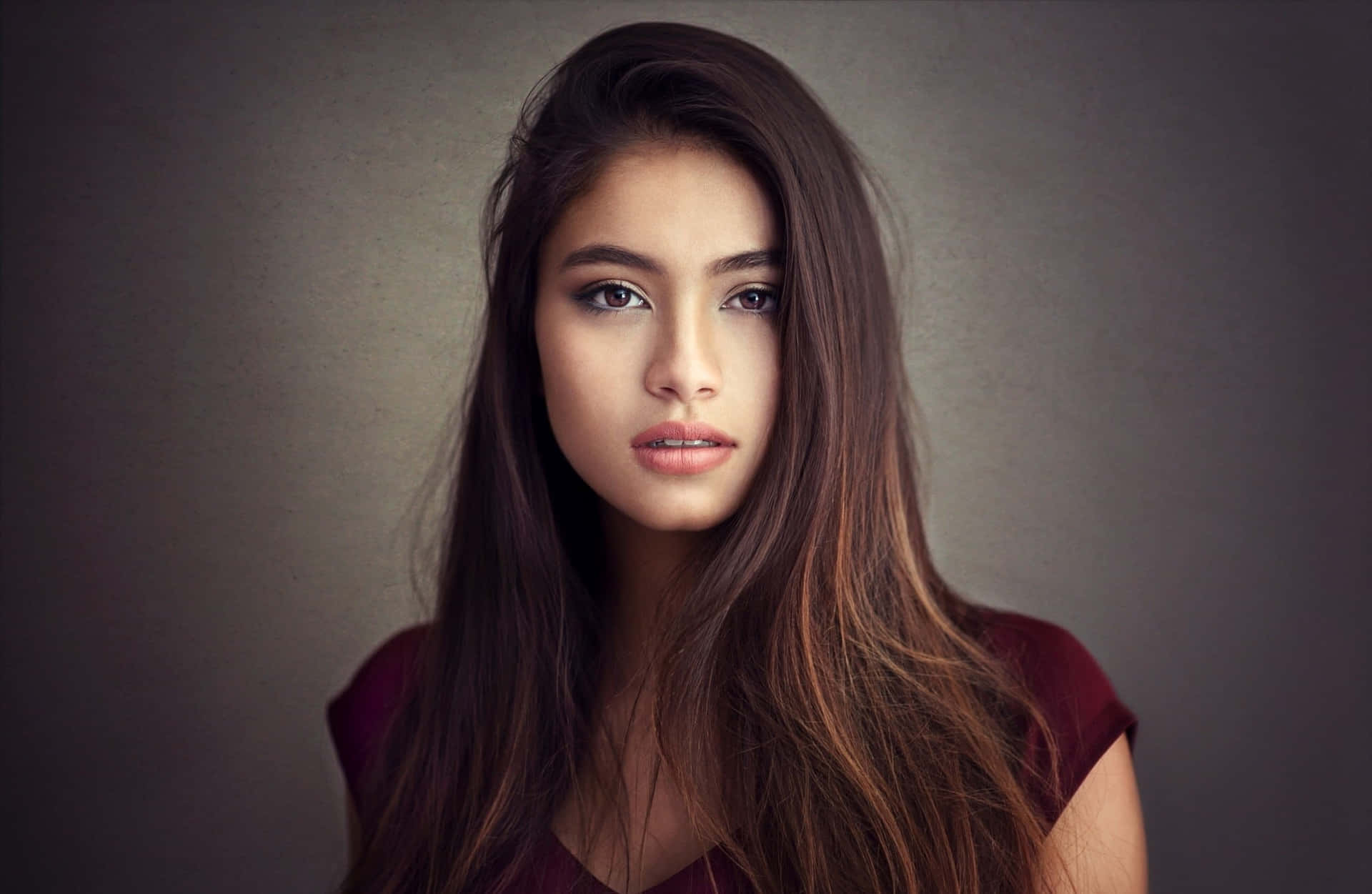 Elegant Portrait Young Woman Background