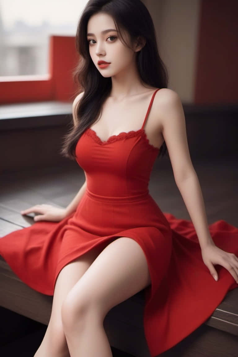 Elegant Red Dress Beauty