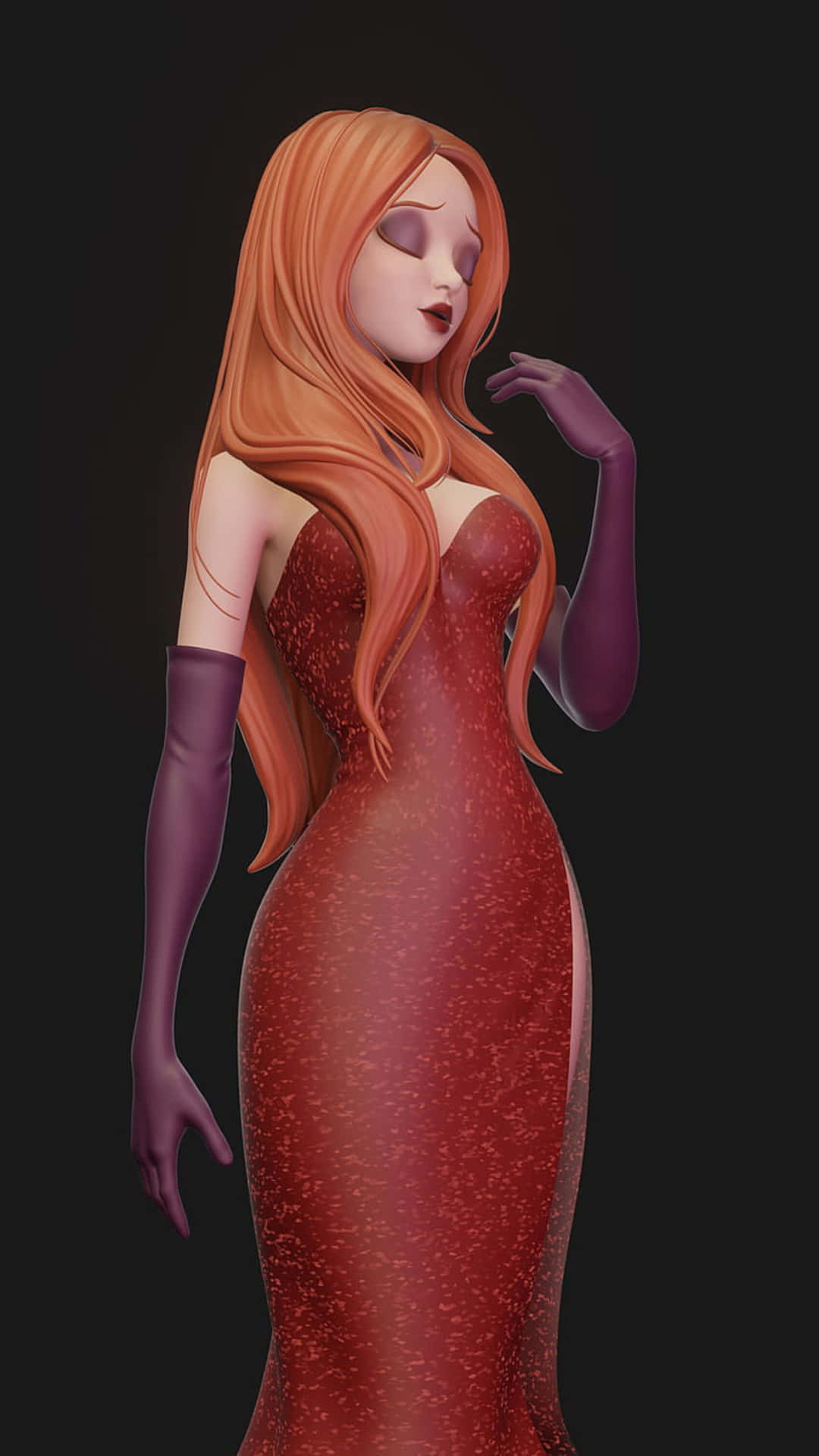 Elegant Red Dress Character Illustration Background