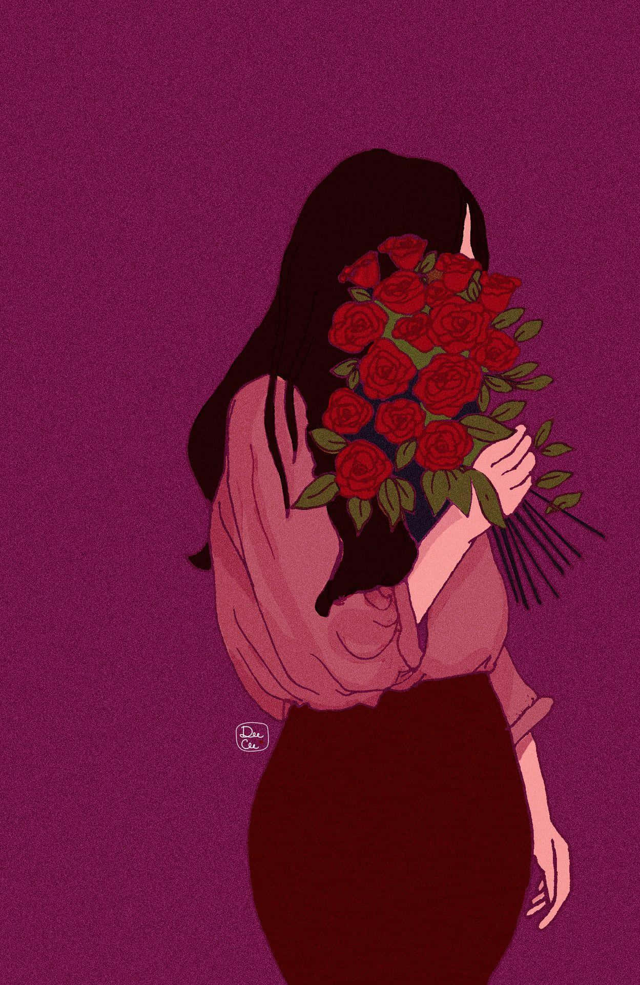 Elegant Rose Bouquet For Girls Background