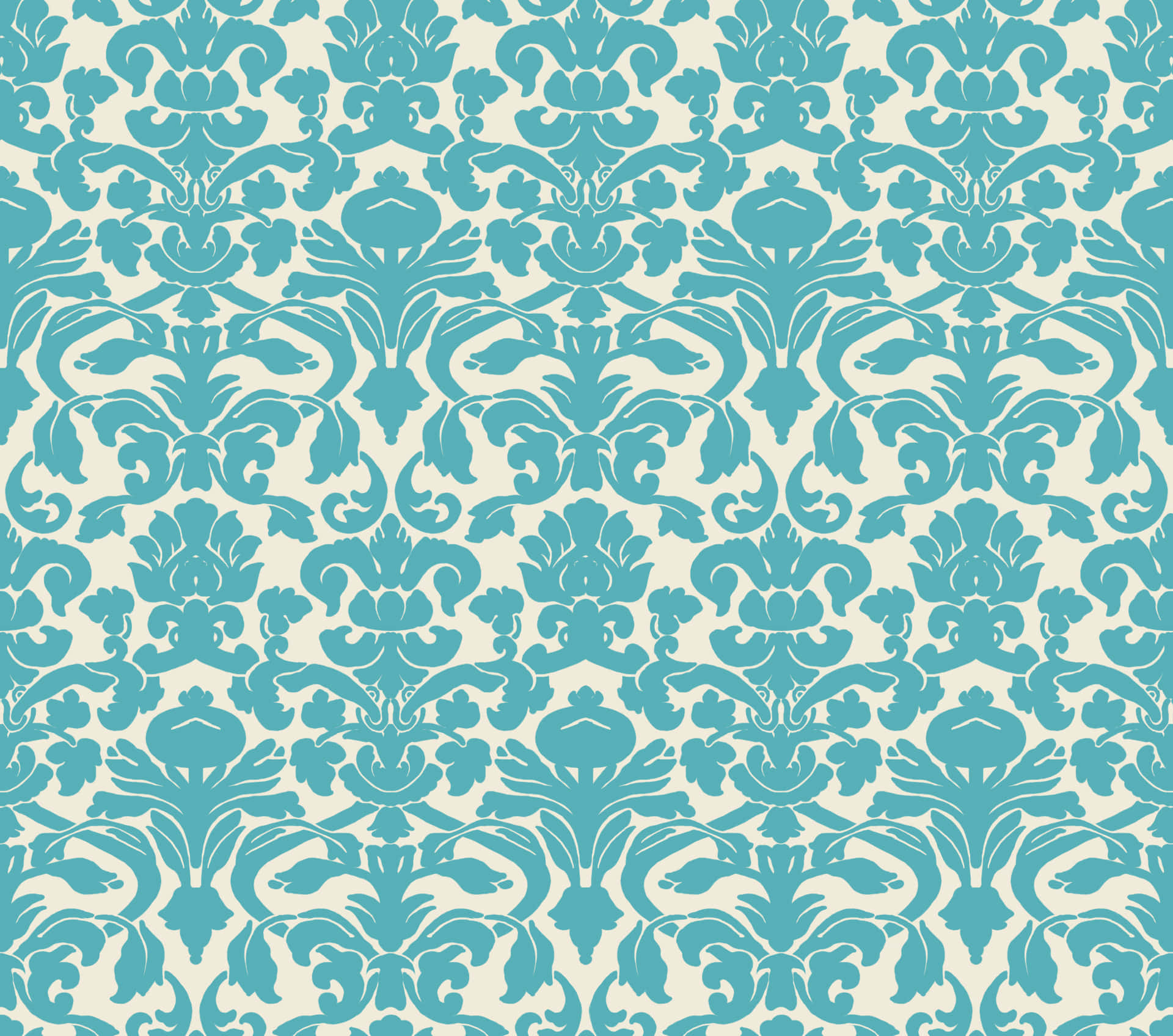 Elegant Teal Damask Pattern Background