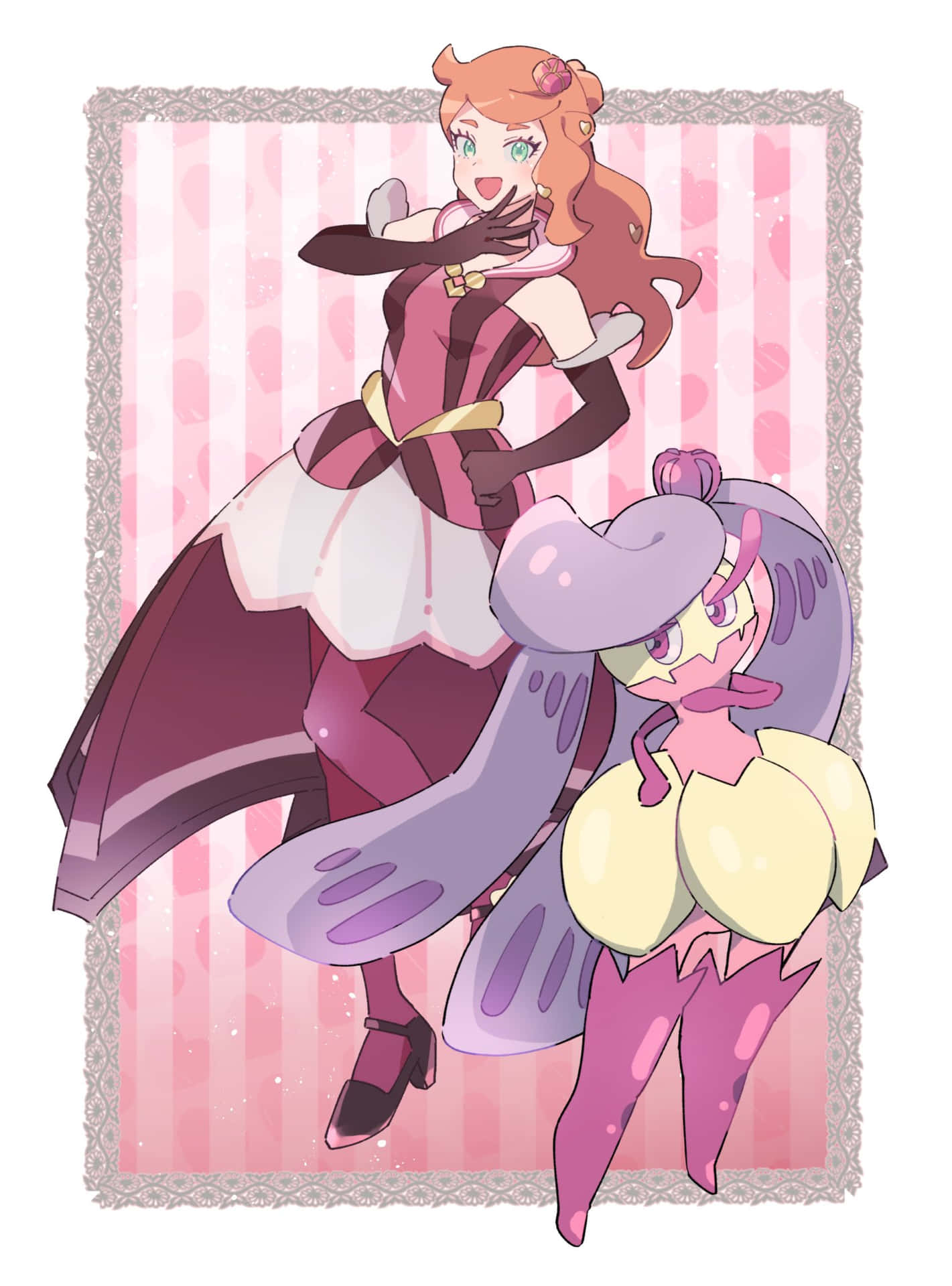 Elegant Trainerand Tsareena Artwork Background