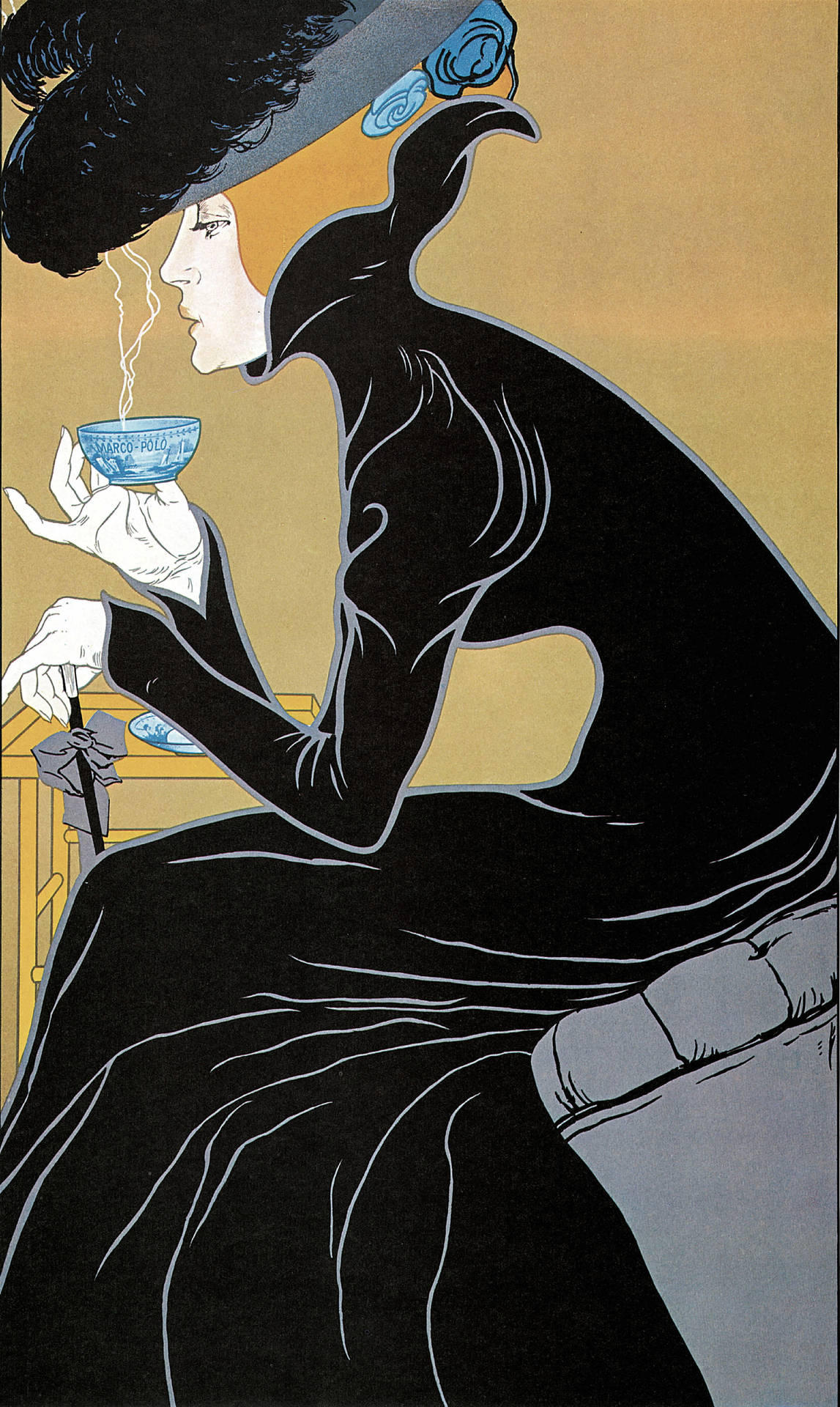 Elegant Victorian Woman Enjoying Her Tea Time Background
