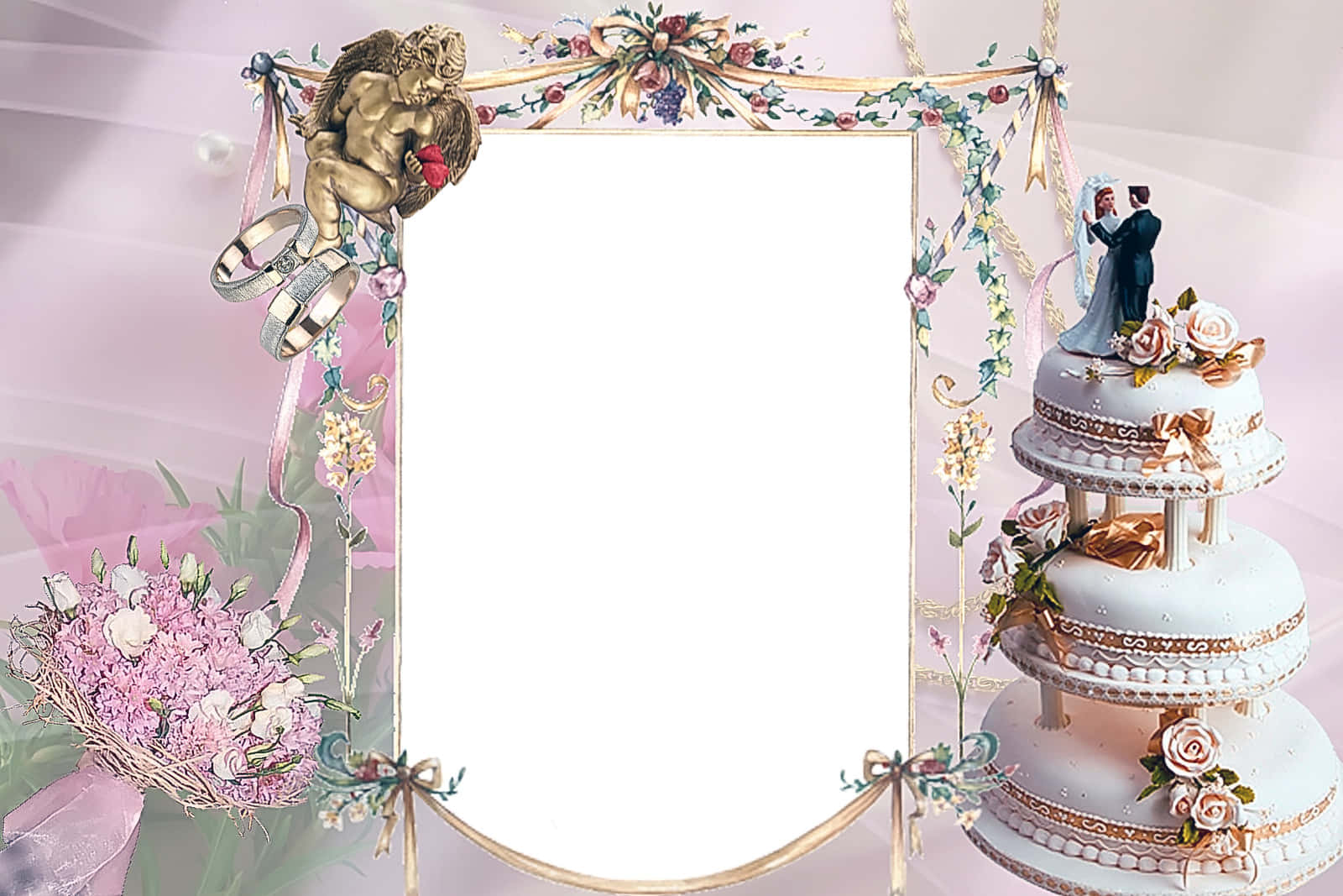 Elegant Wedding Framewith Cakeand Flowers