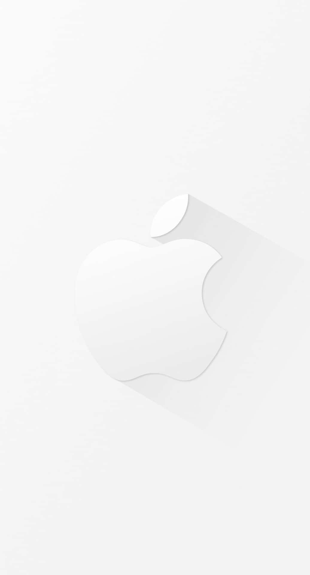 Elegant White Iphone With Apple Logo Background