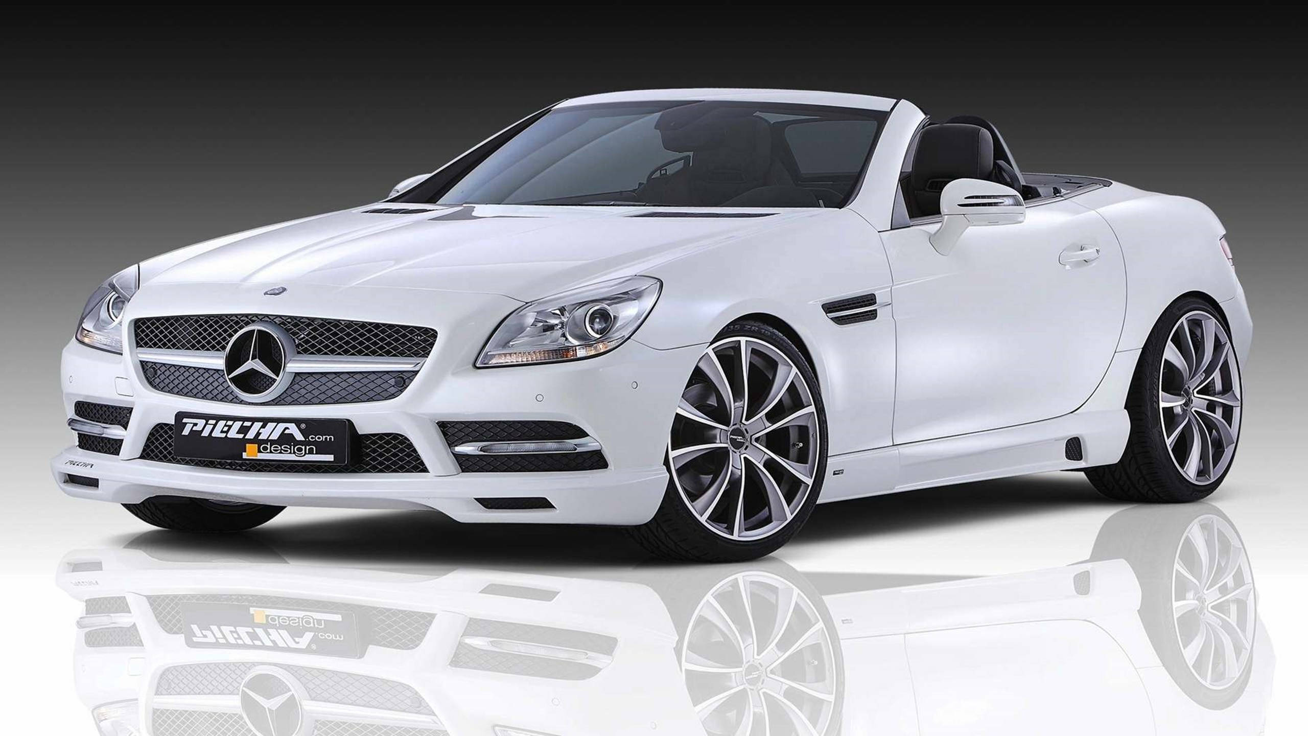 Elegant White Mercedes Benz Convertible In High Definition Background