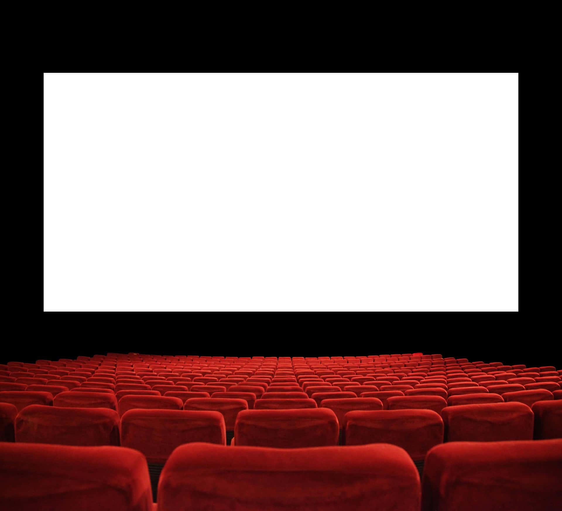 Elegant White Screen Theater With Red Chairs Background