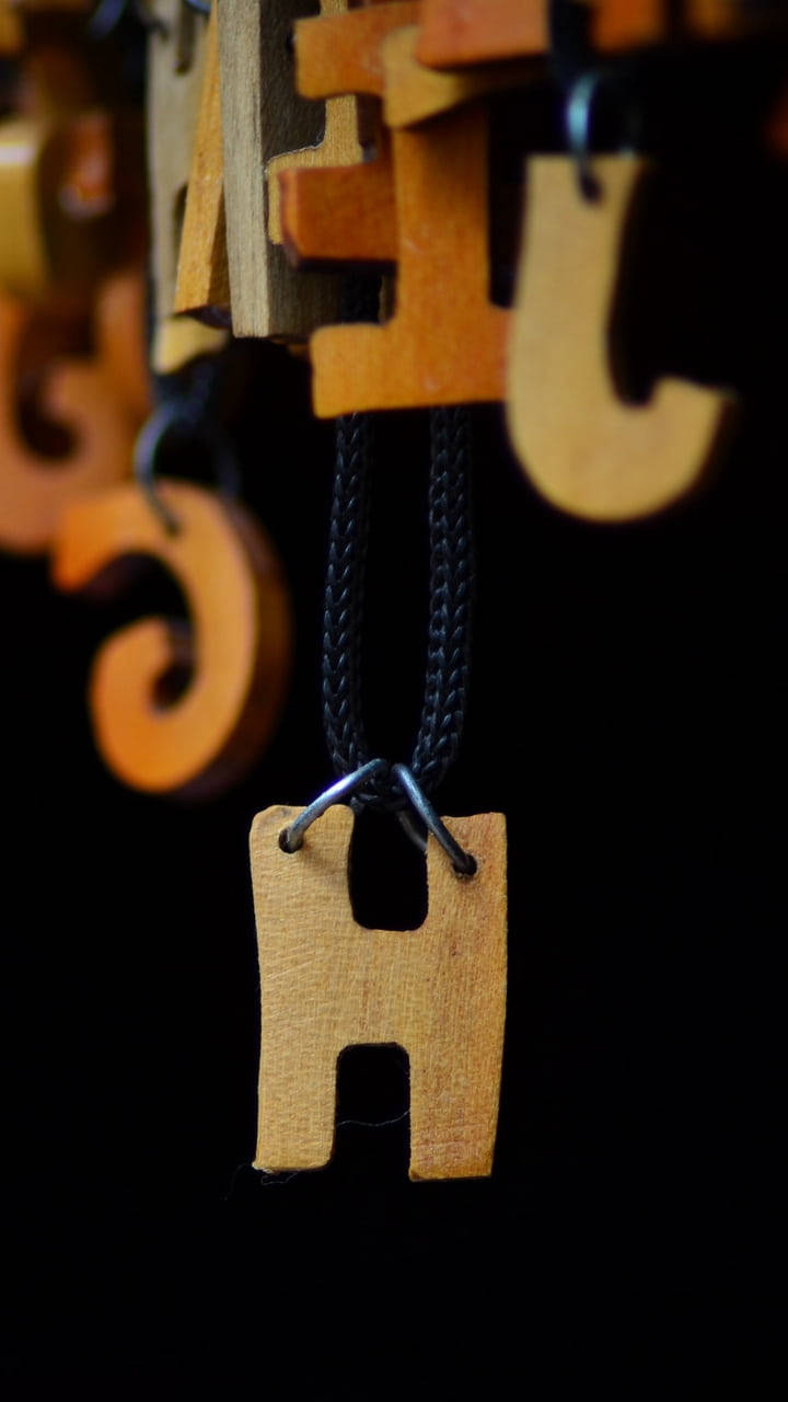 Elegant Wooden Letter H Necklace