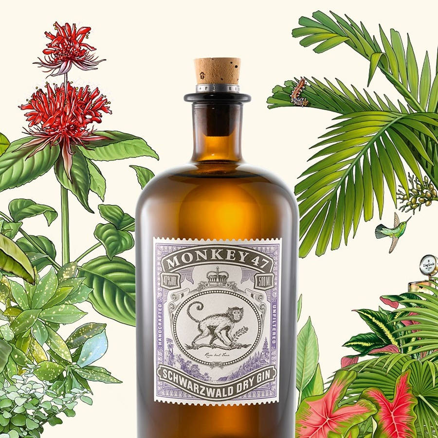 Elegantly Crafted Monkey 47 Schwarzwald Dry Gin Bottle Background