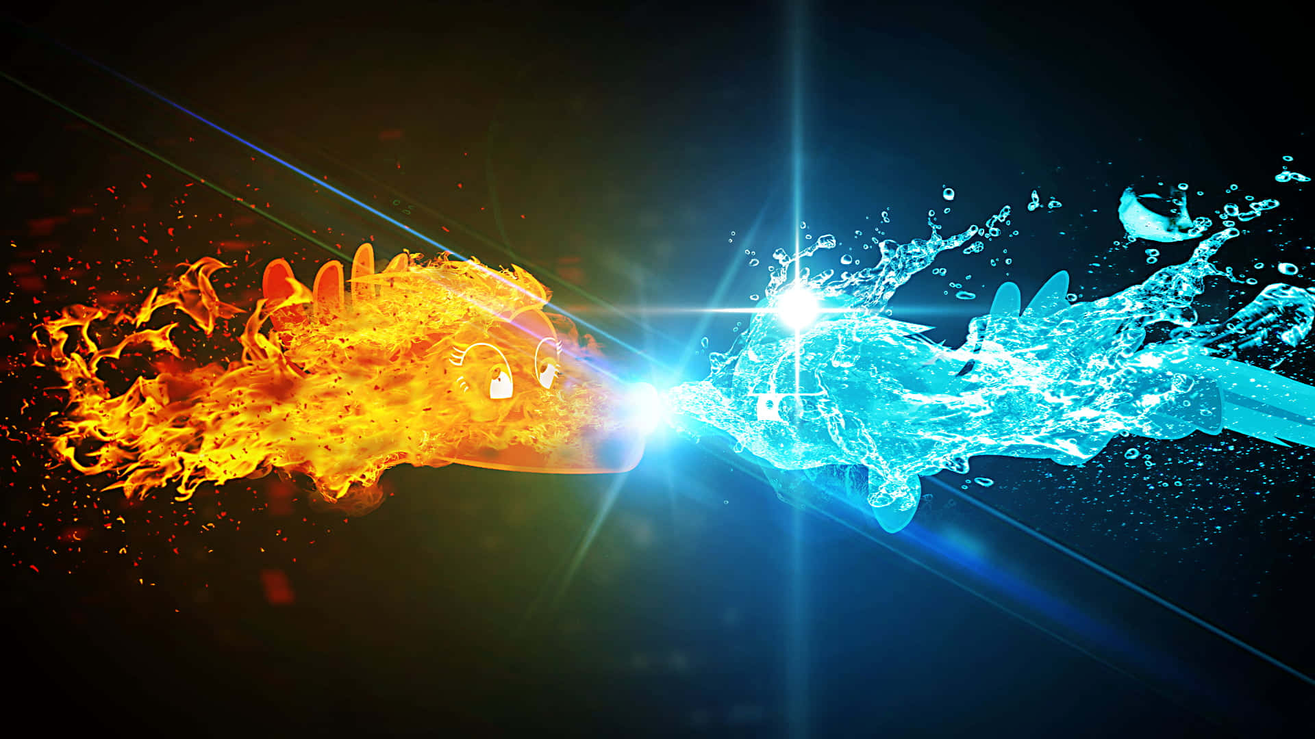 Elemental Dance: Fire And Water Interplay Background