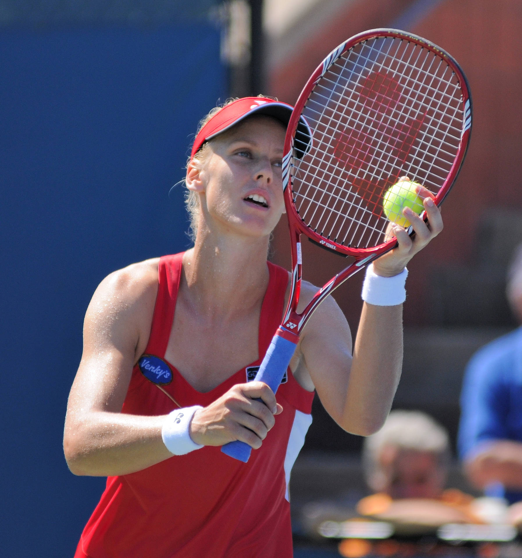 Elena Dementieva In Action On The Tennis Court Background