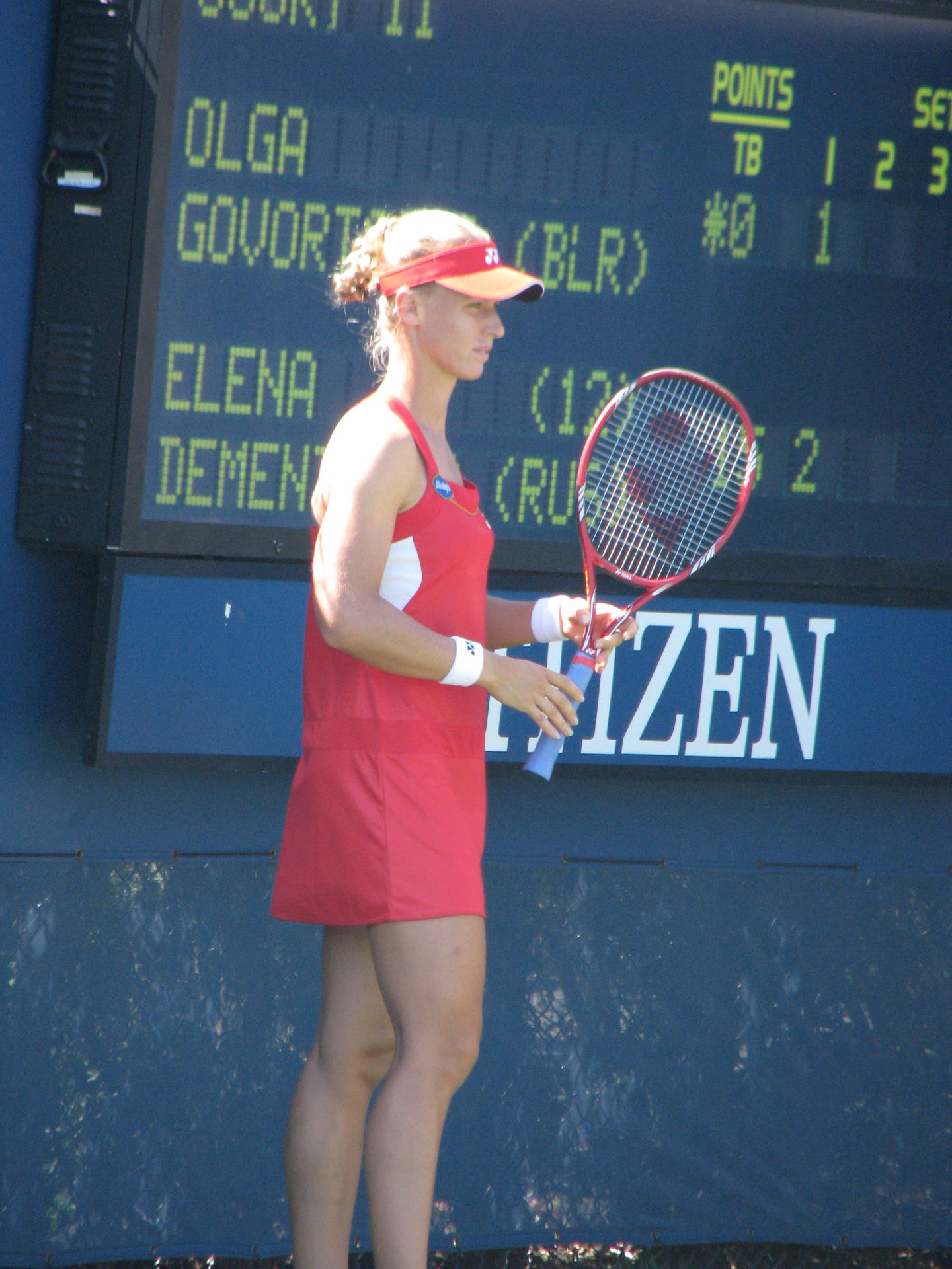 Elena Dementieva Red Tennis Dress Background