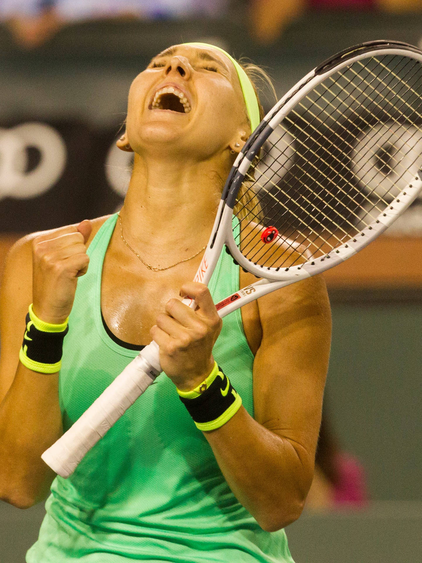 Elena Vesnina Celebrating Fist Pump Background