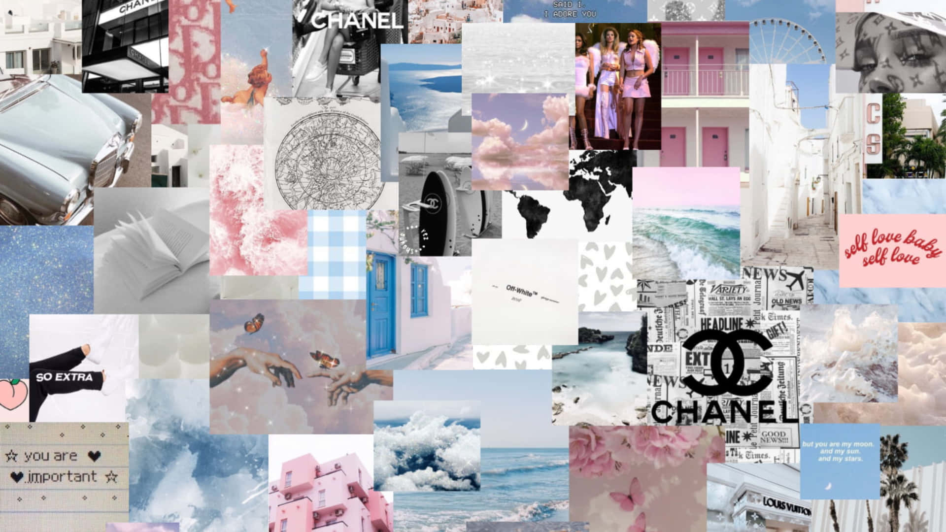 Elevate Your Desktop Aesthetic With This Simple And Chic Collage Background