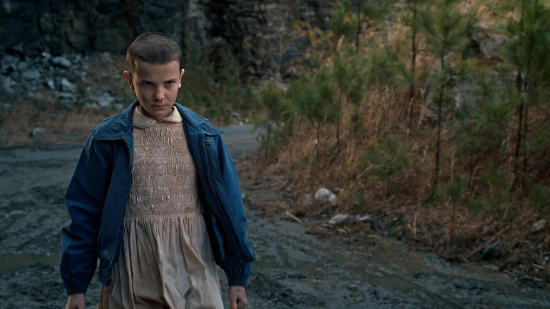 Eleven On Pathway Stranger Things 4k Background