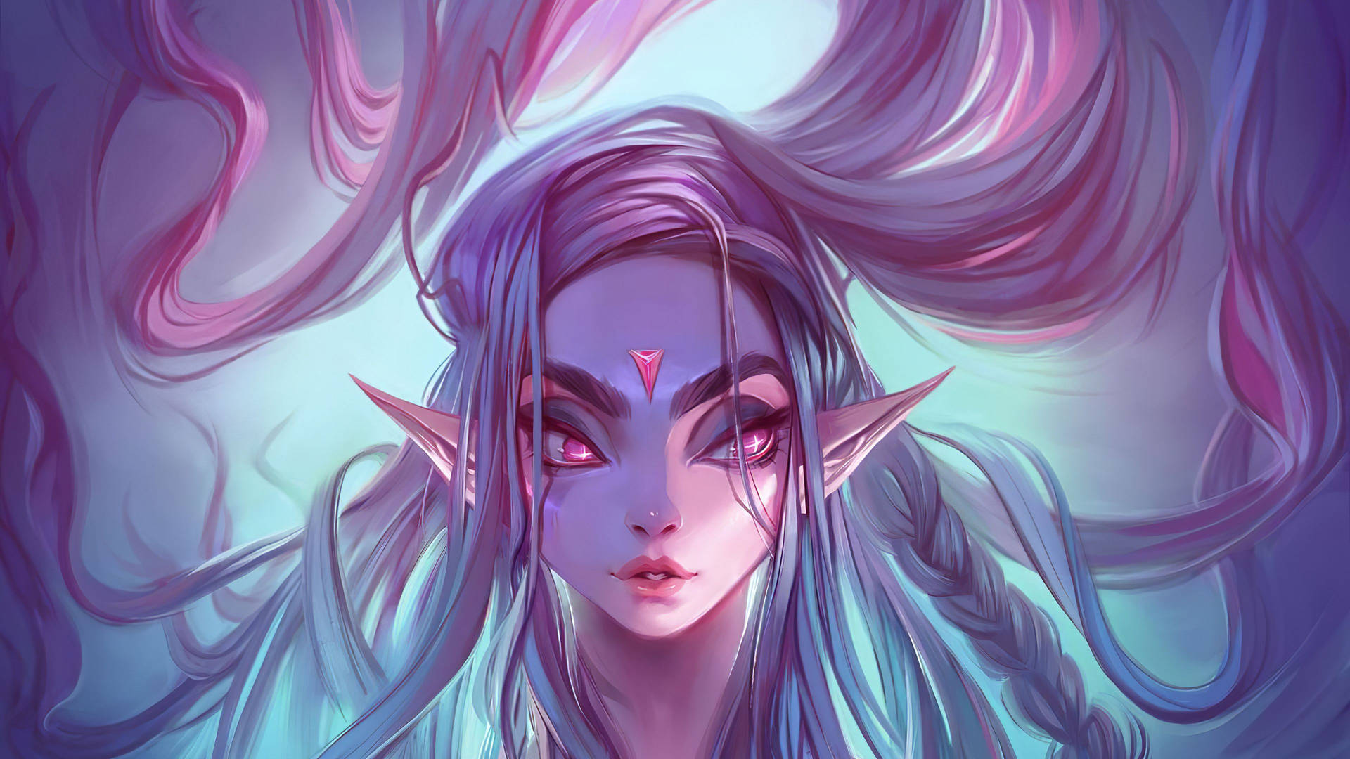 Elf Lady With Long Hair Background