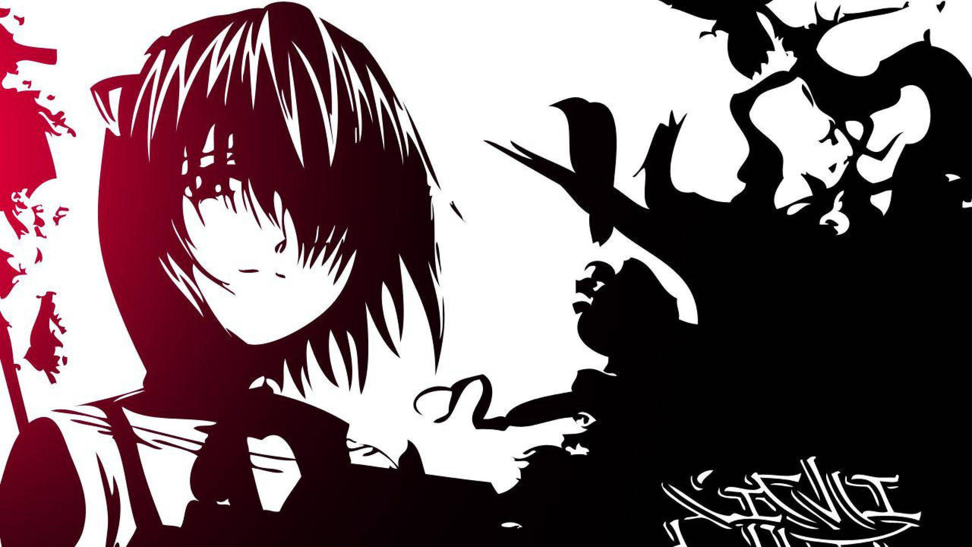 Elfen Lied Black And White Lucy Background