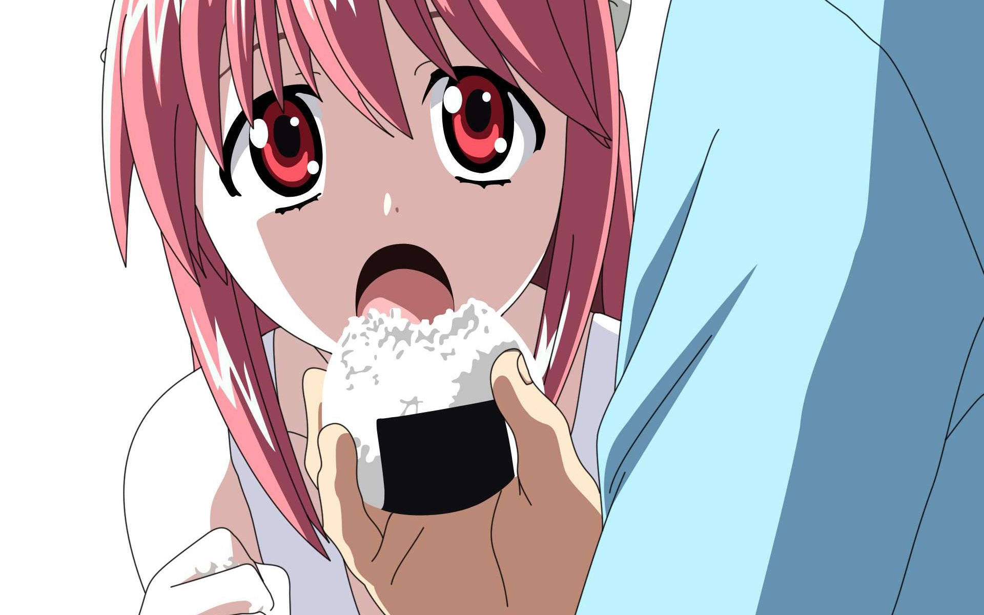 Elfen Lied Lucy Eating Onigiri Background