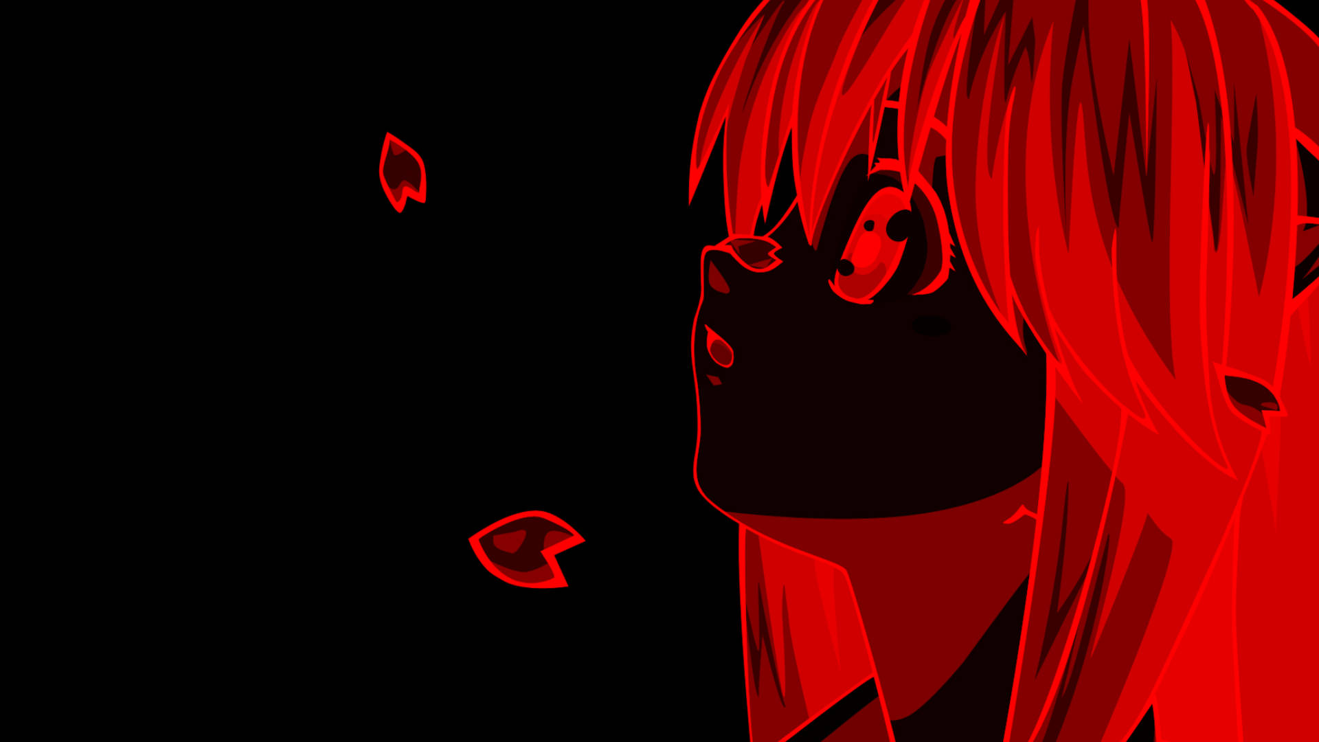 Elfen Lied Lucy On Red Filter Background