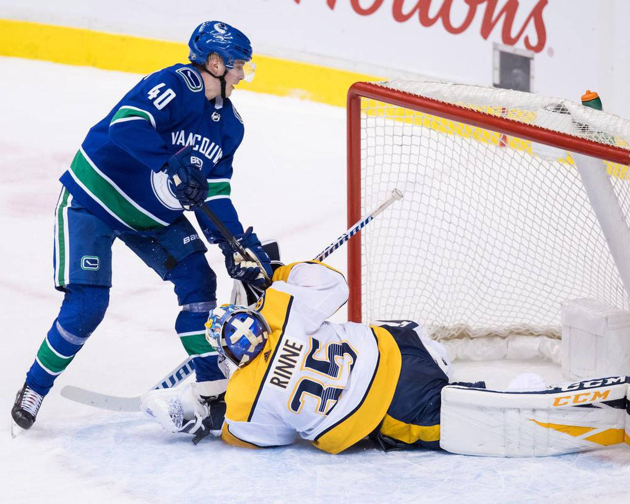 Elias Pettersson Penalty Shot Against Nashville Predators