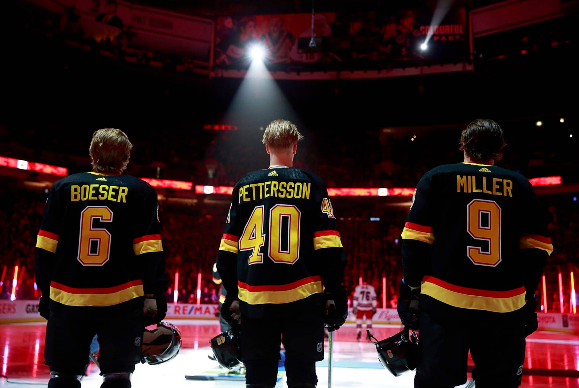 Elias Pettersson With Boeser And Miller Canucks Teammates