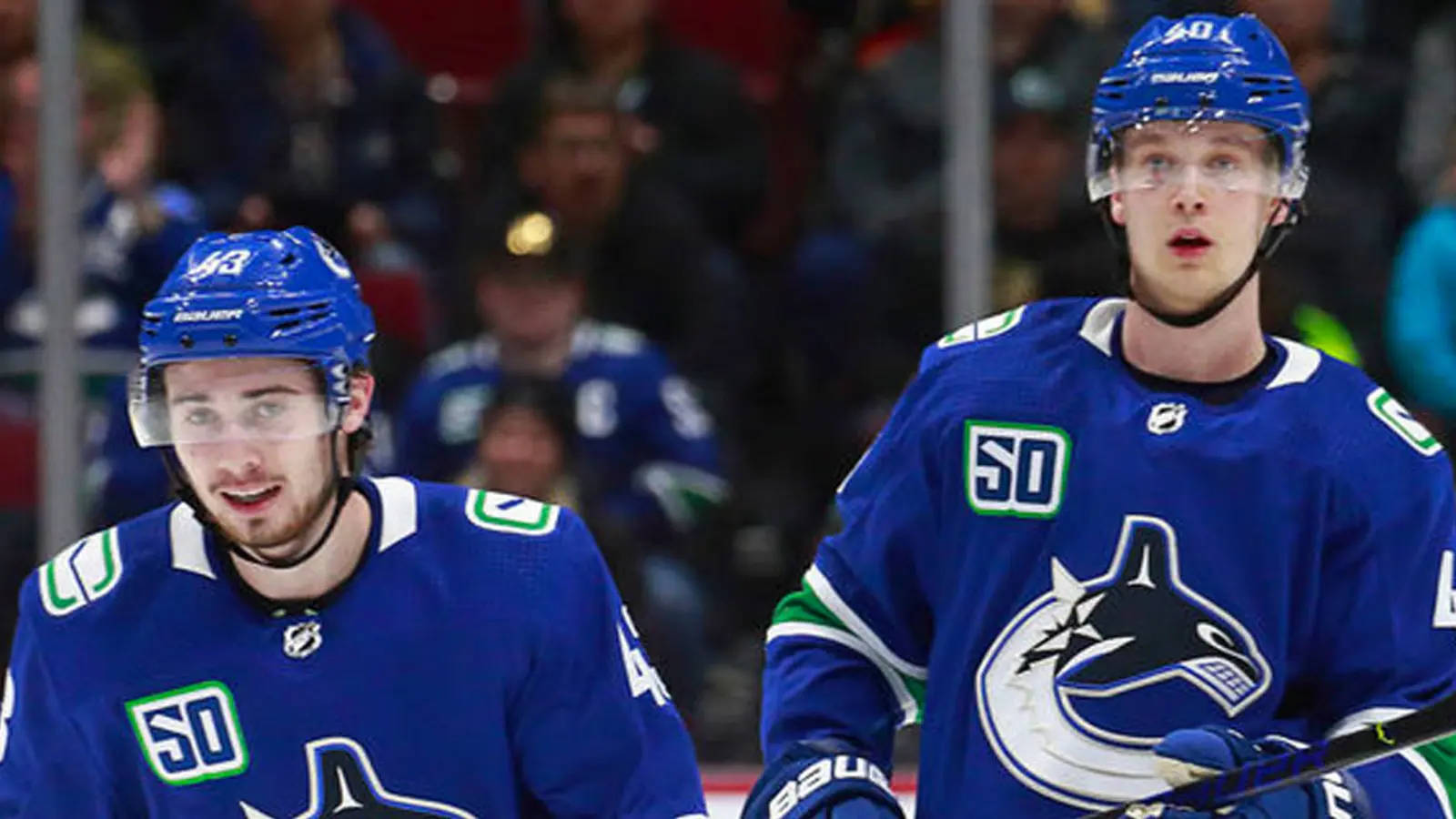Elias Pettersson With Quinn Hughes Background