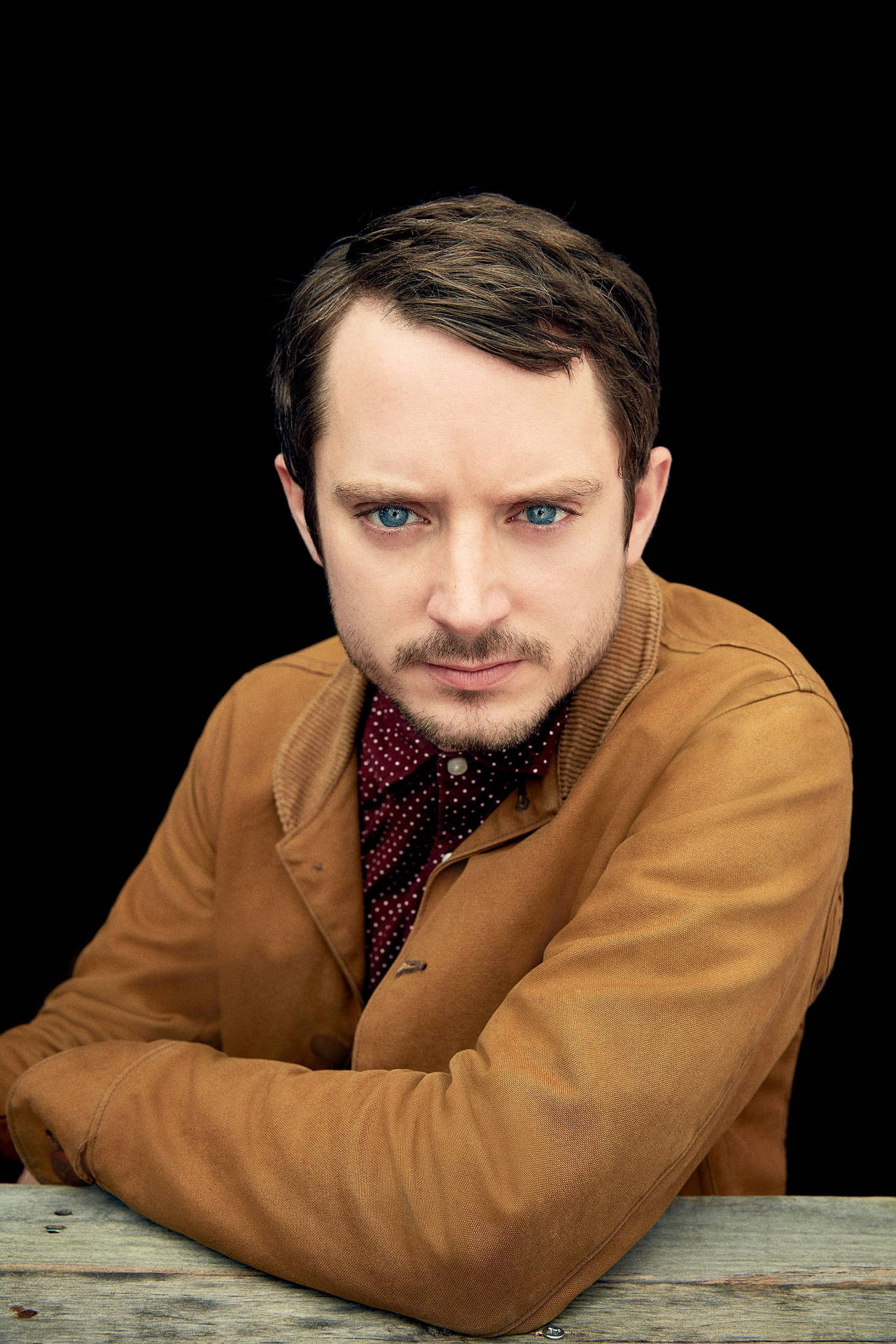 Elijah Wood Donning Brown Jacket Background