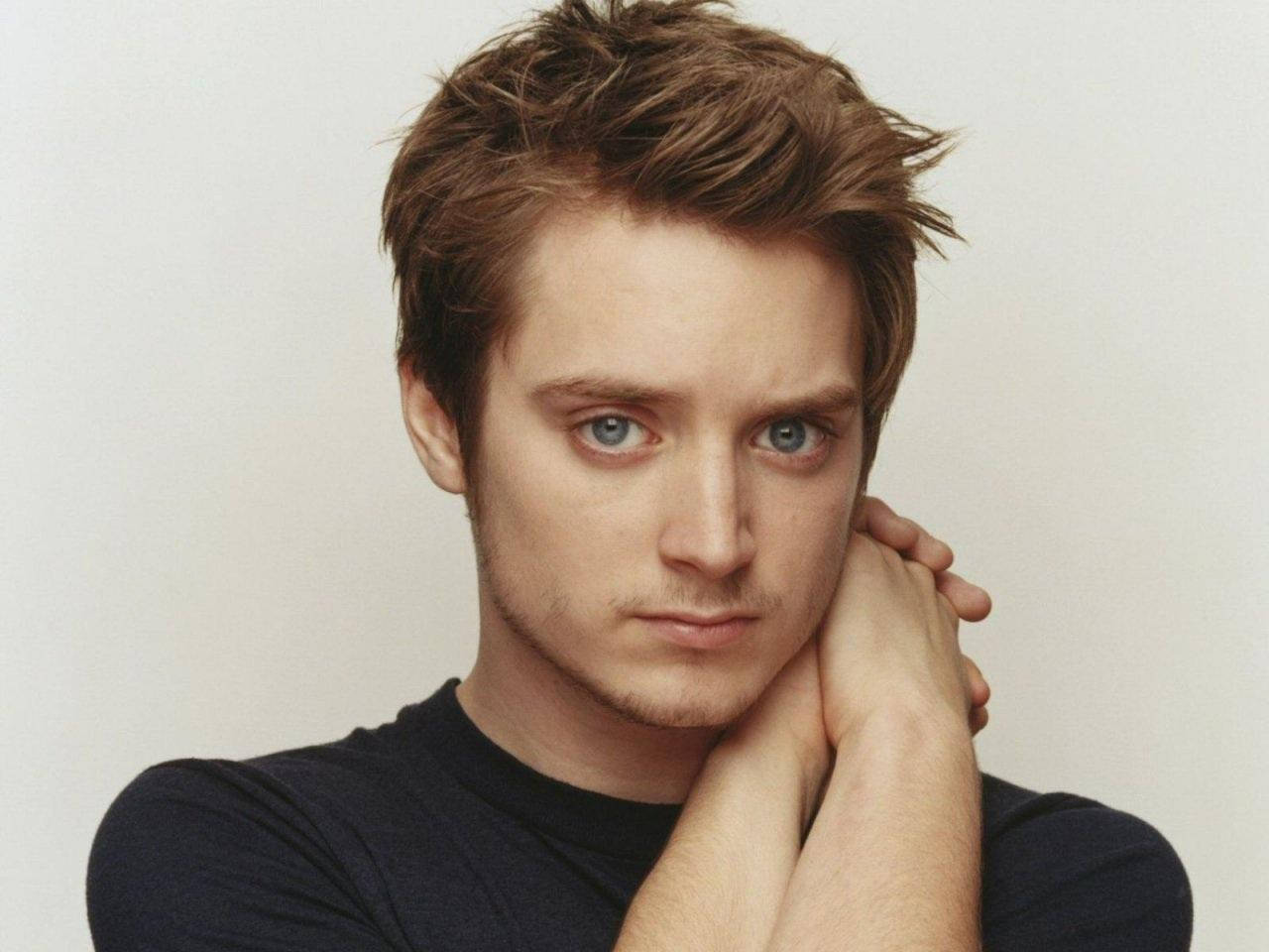 Elijah Wood In A Black Shirt Background