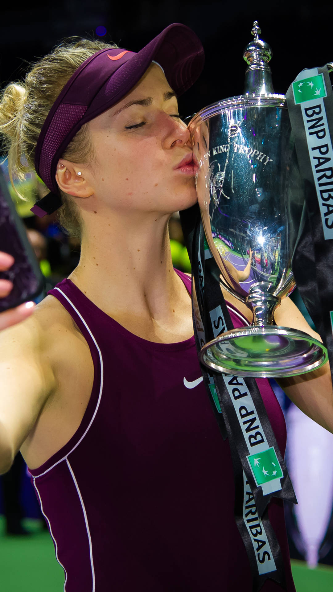 Elina Svitolina Kissing Her Trophy Background