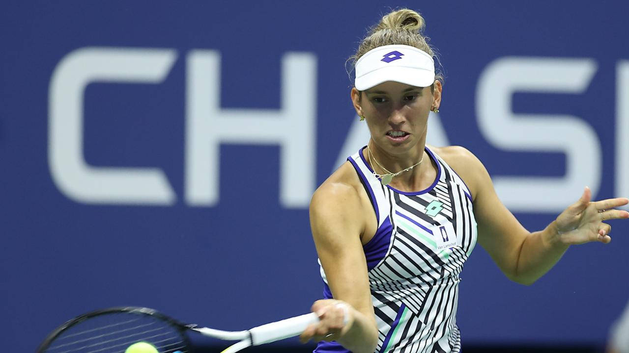 Elise Mertens Forehand Tennis Shot Background