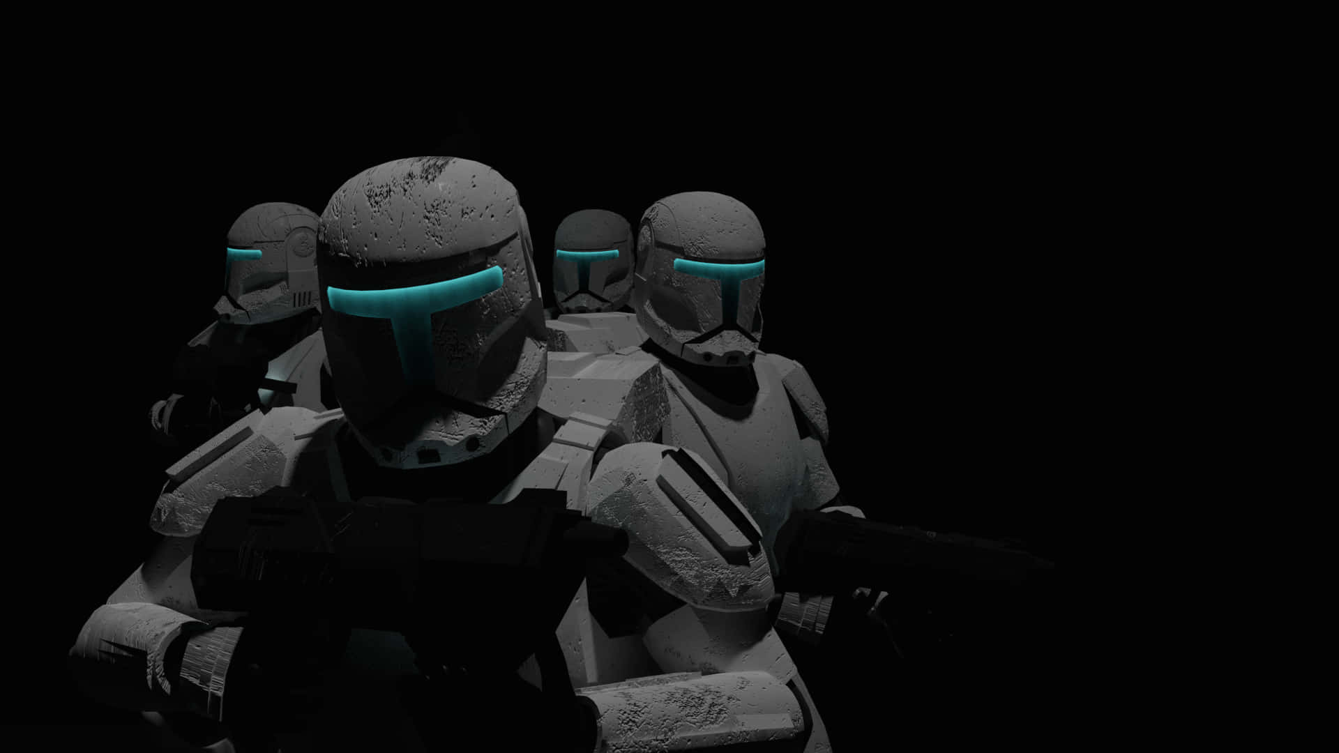 Elite Squad Of Republic Commando Soldiers Ready For Action Background