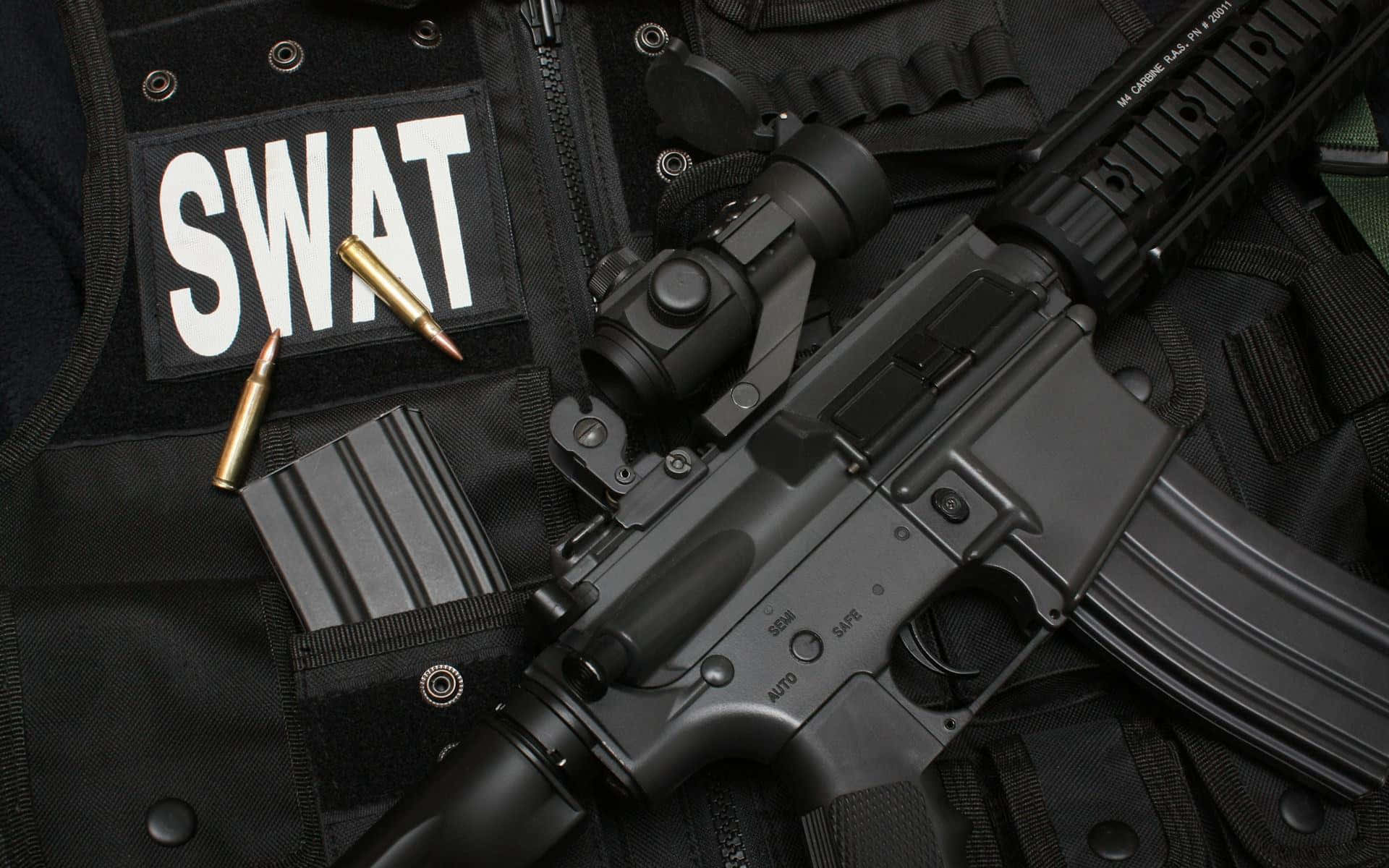 Elite Swat Officers Ready For Mission Background