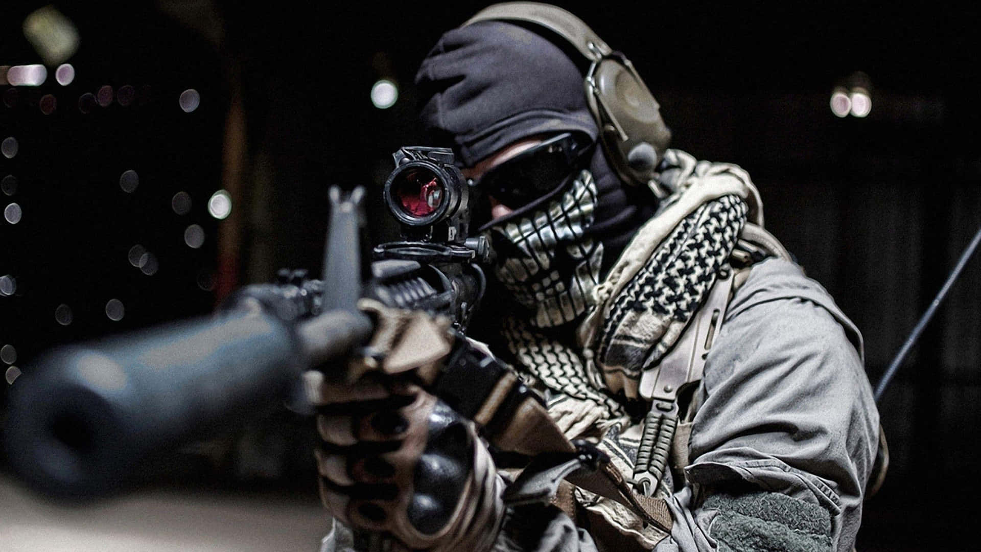 Elite Swat Team Member Performing A Military Stunt Background