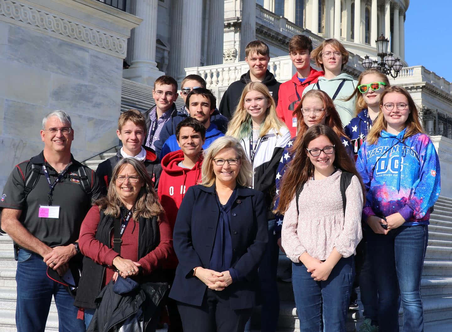Elizabeth Cheney On Hill Steps Background