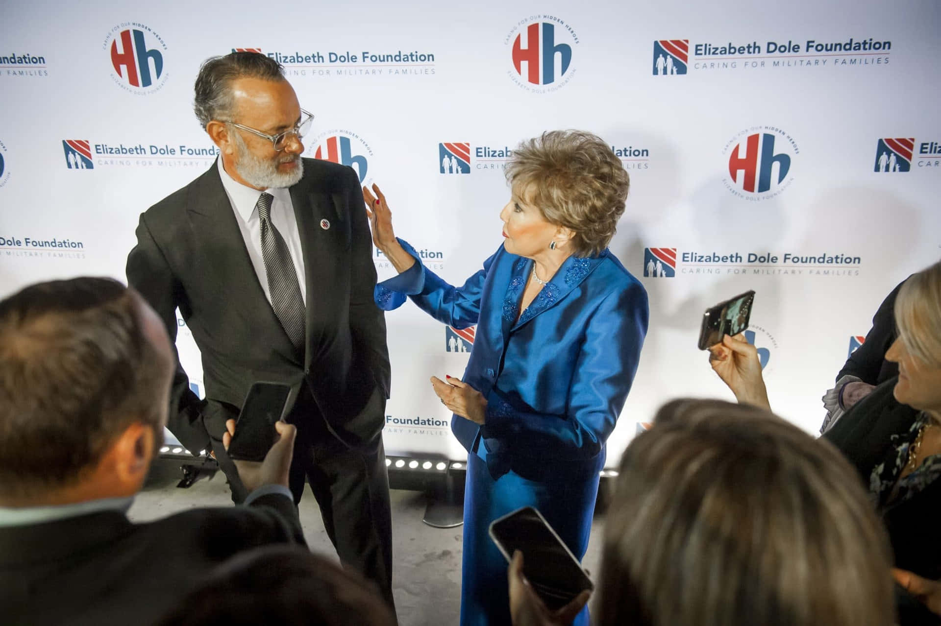 Elizabeth Dole With Tom Hanks Background