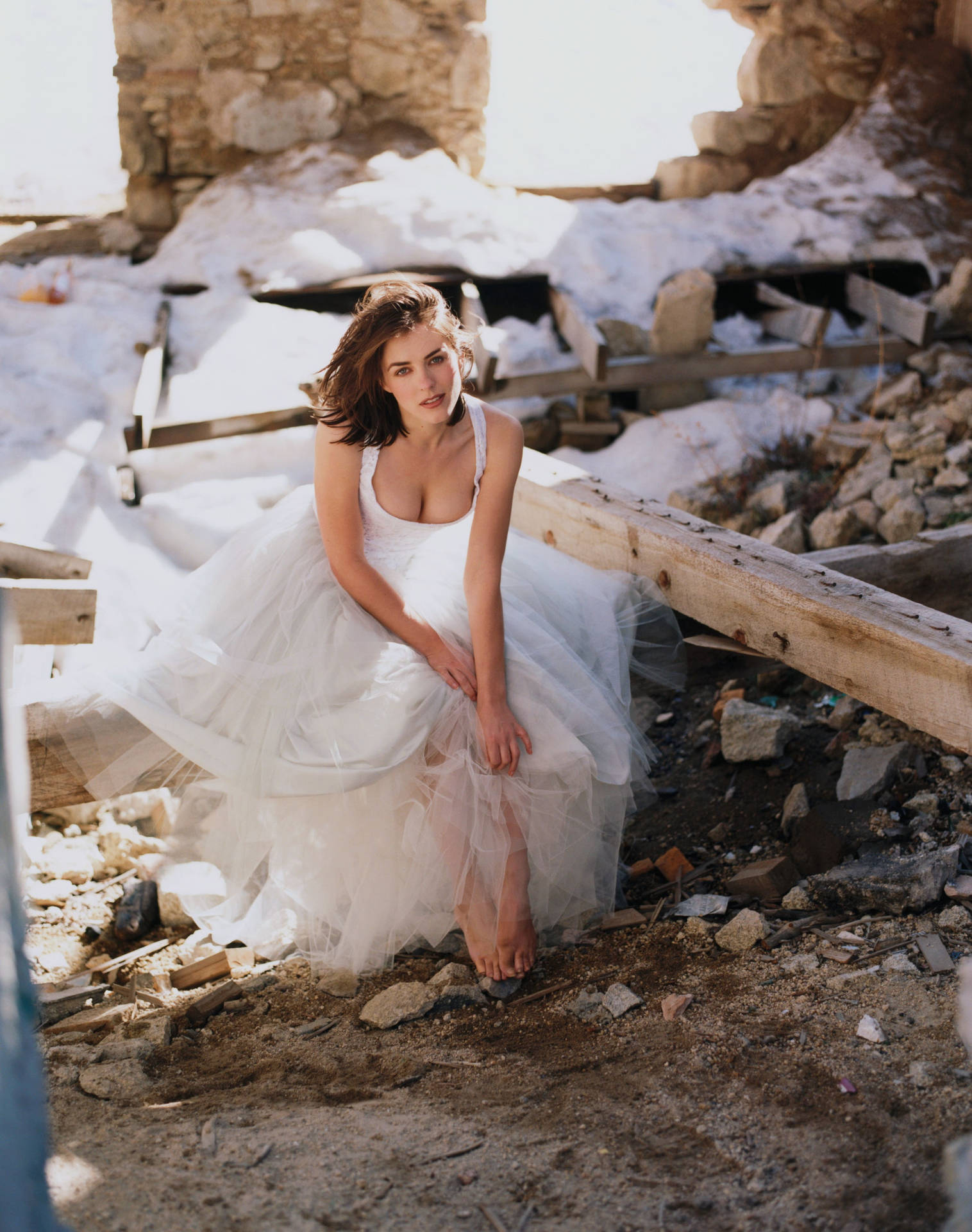 Elizabeth Hurley Photoshoot At Ruins Background