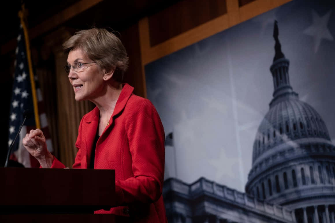 Elizabeth Warren Gesticulating During Speech Background