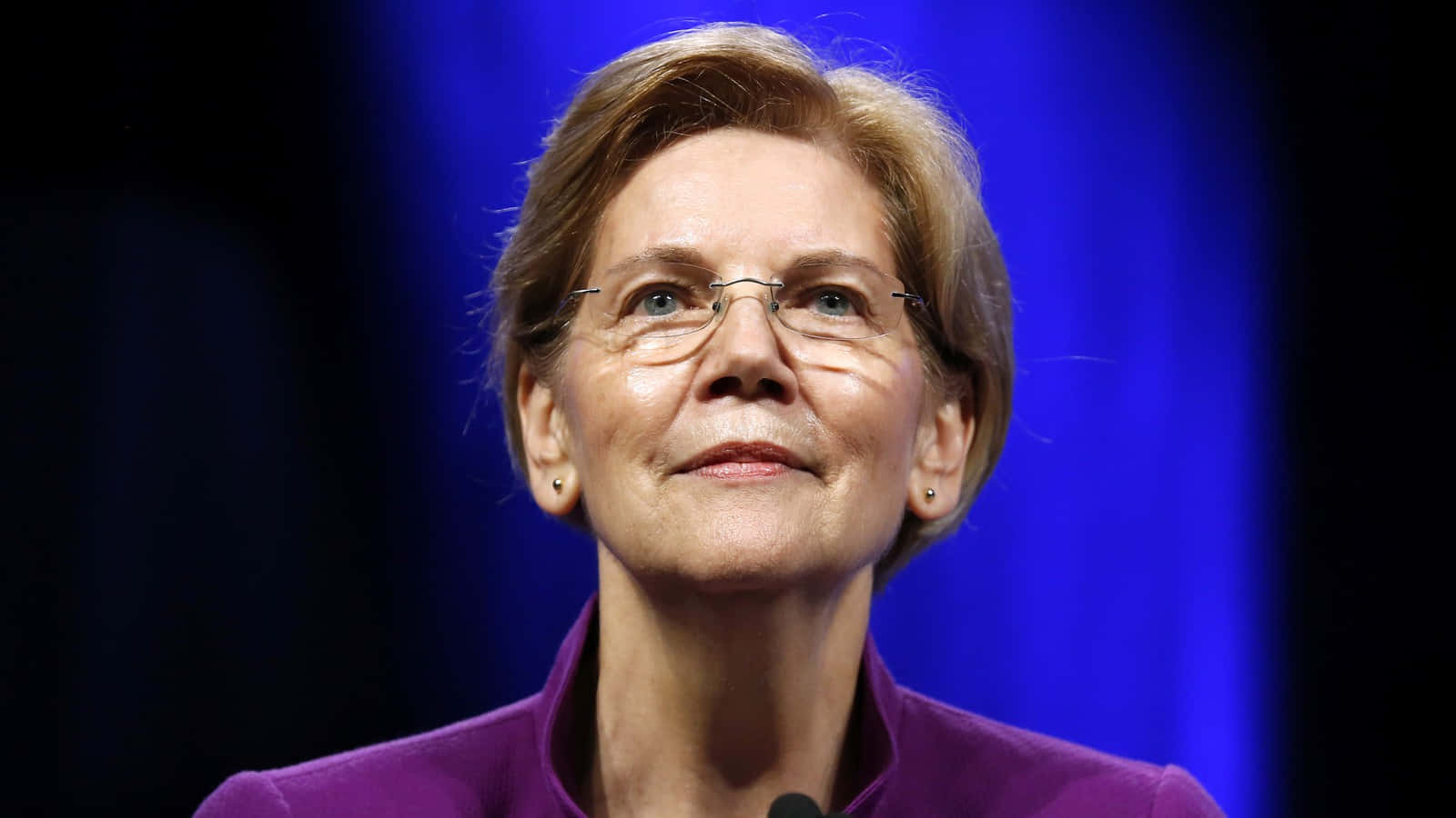 Elizabeth Warren Smiling In Profile Background