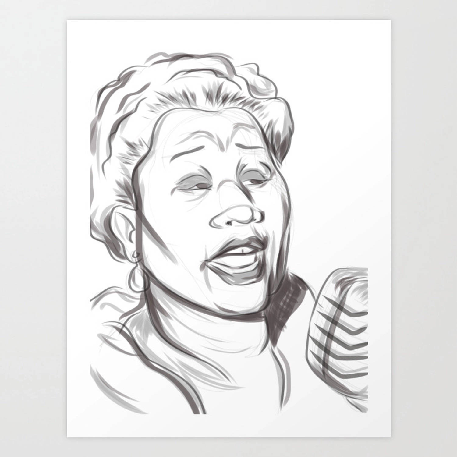 Ella Fitzgerald Line Art Singing Background