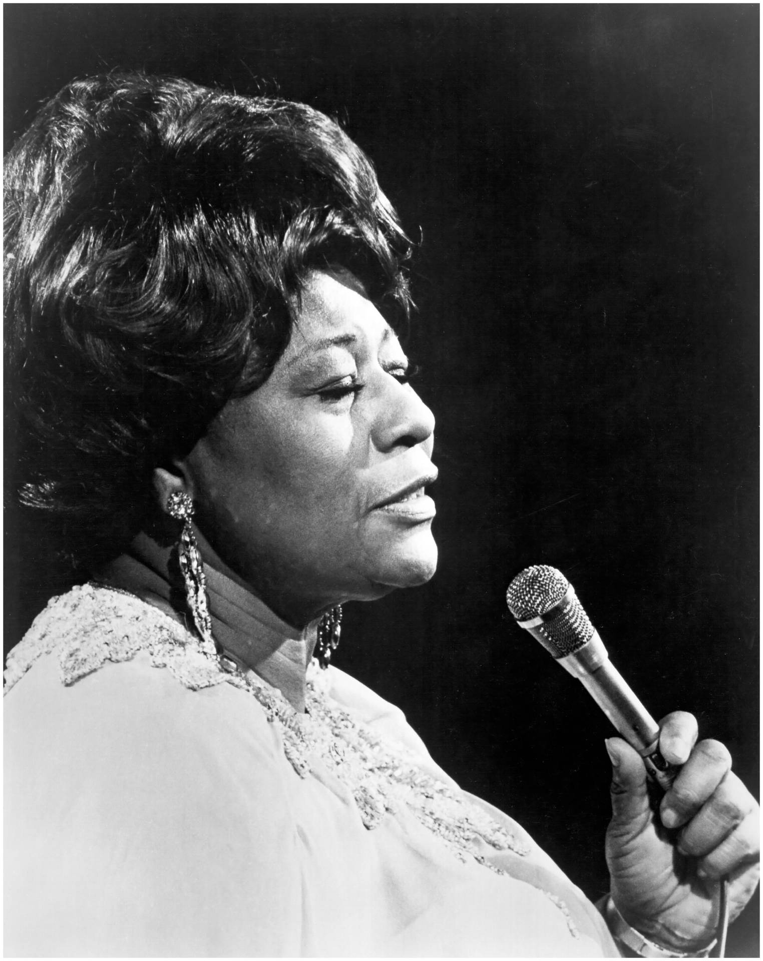 Ella Fitzgerald Singing Side View Background