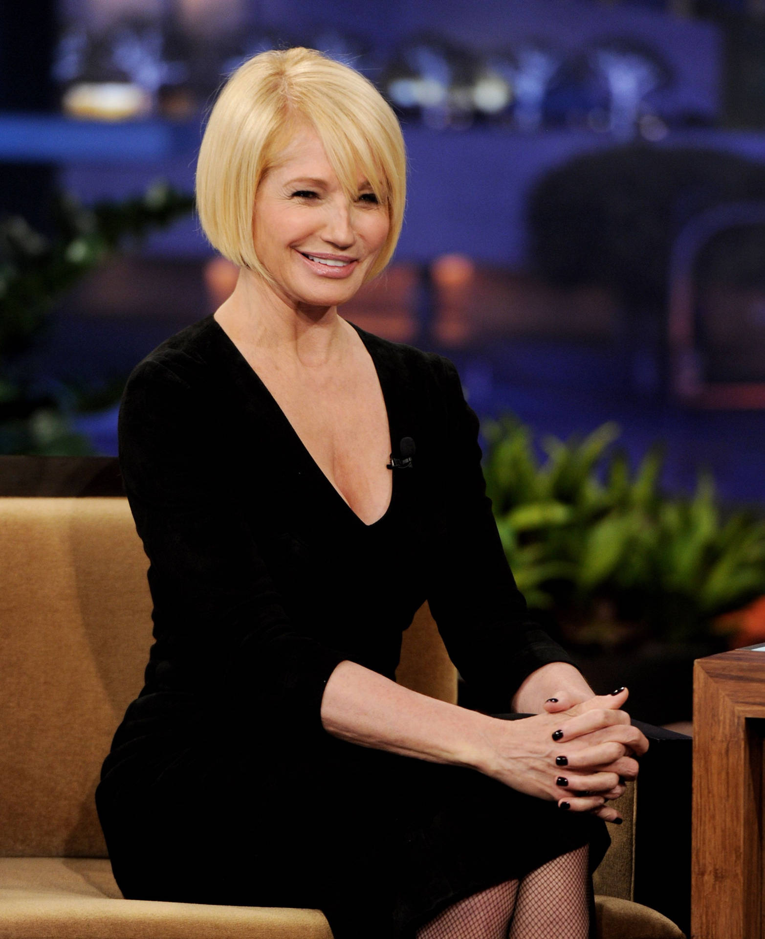 Ellen Barkin On A Talk Show Background