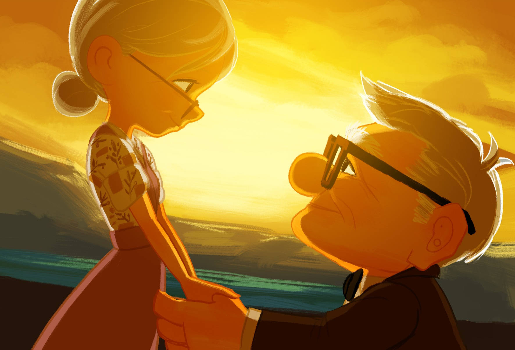 Ellie And Carl Sunset Up Movie Background
