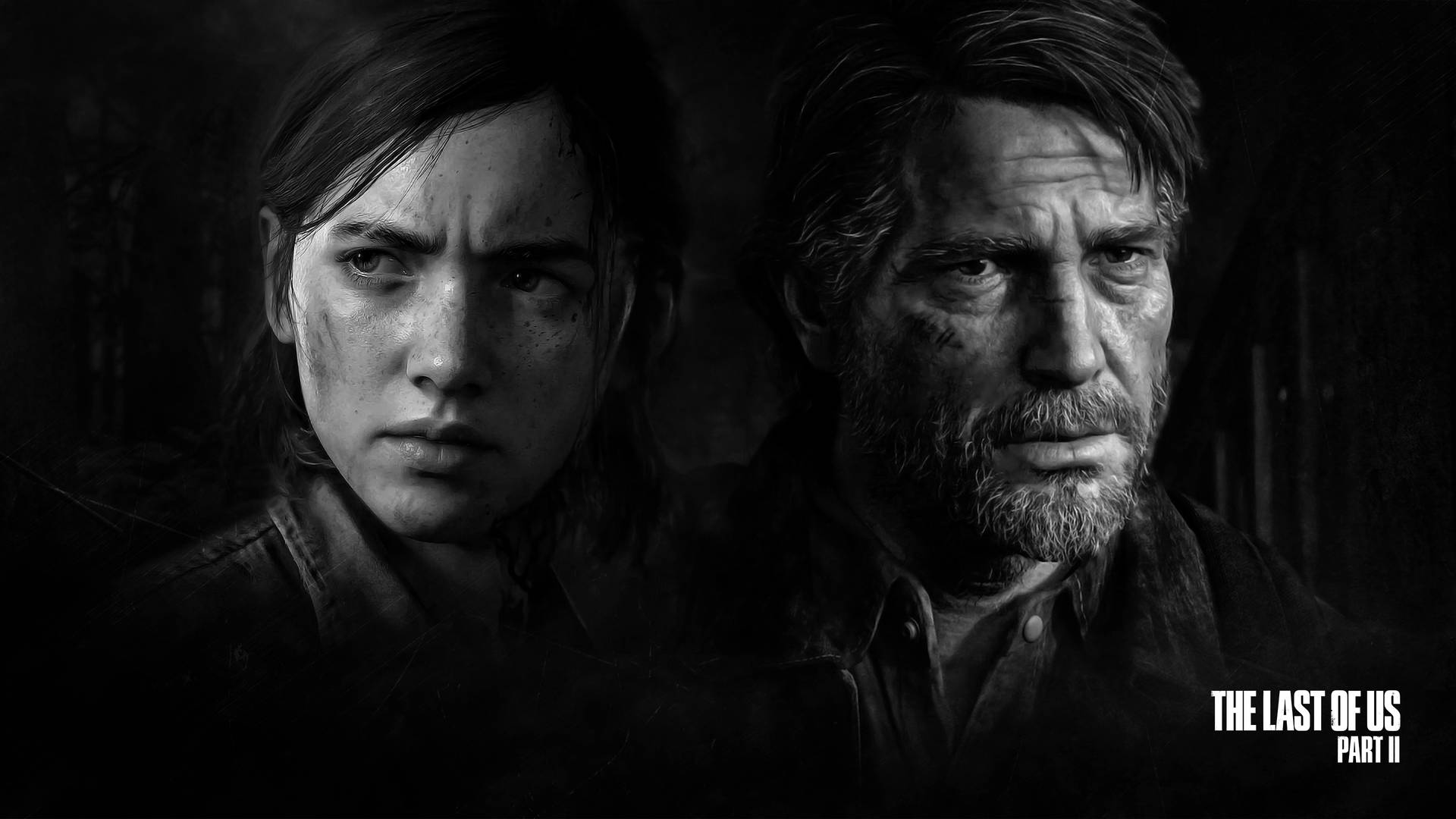 Ellie And Joel Grayscale The Last Of Us 4k Background
