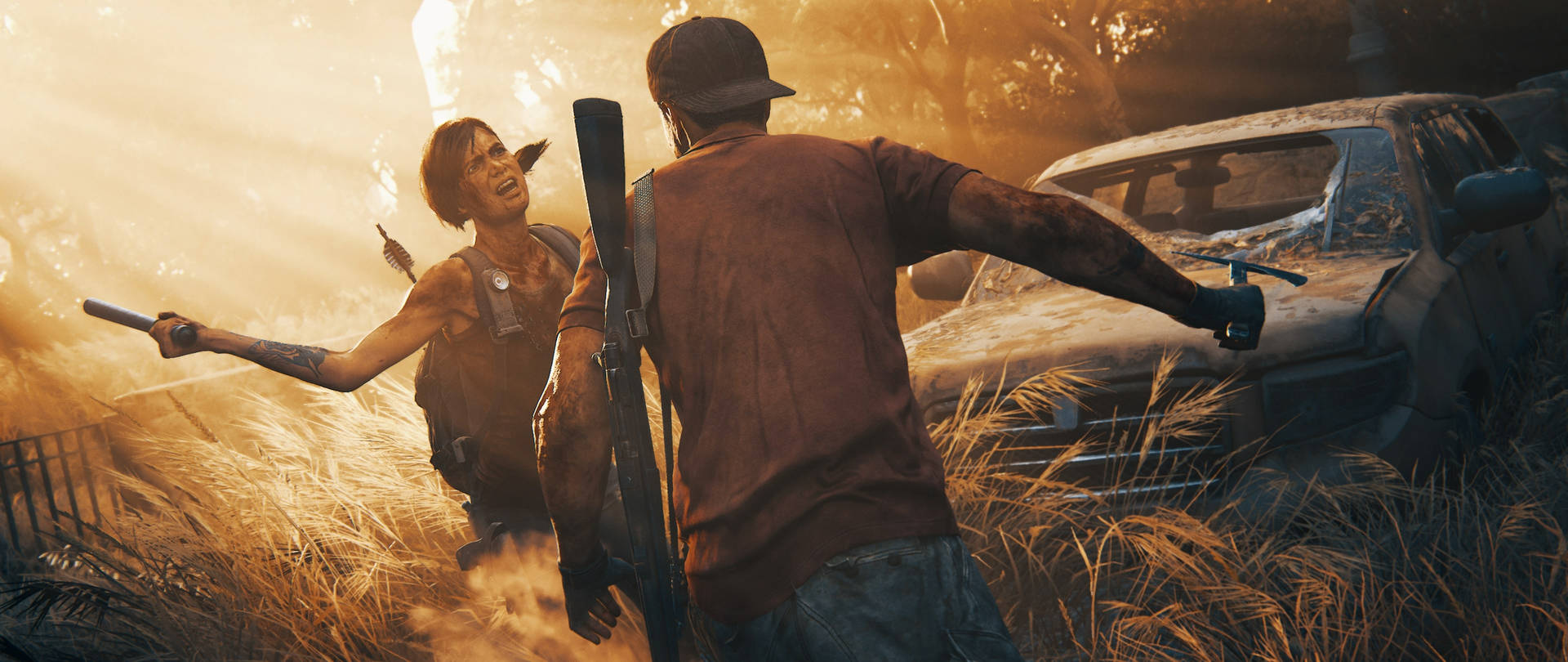Ellie And Man Fighting The Last Of Us 4k