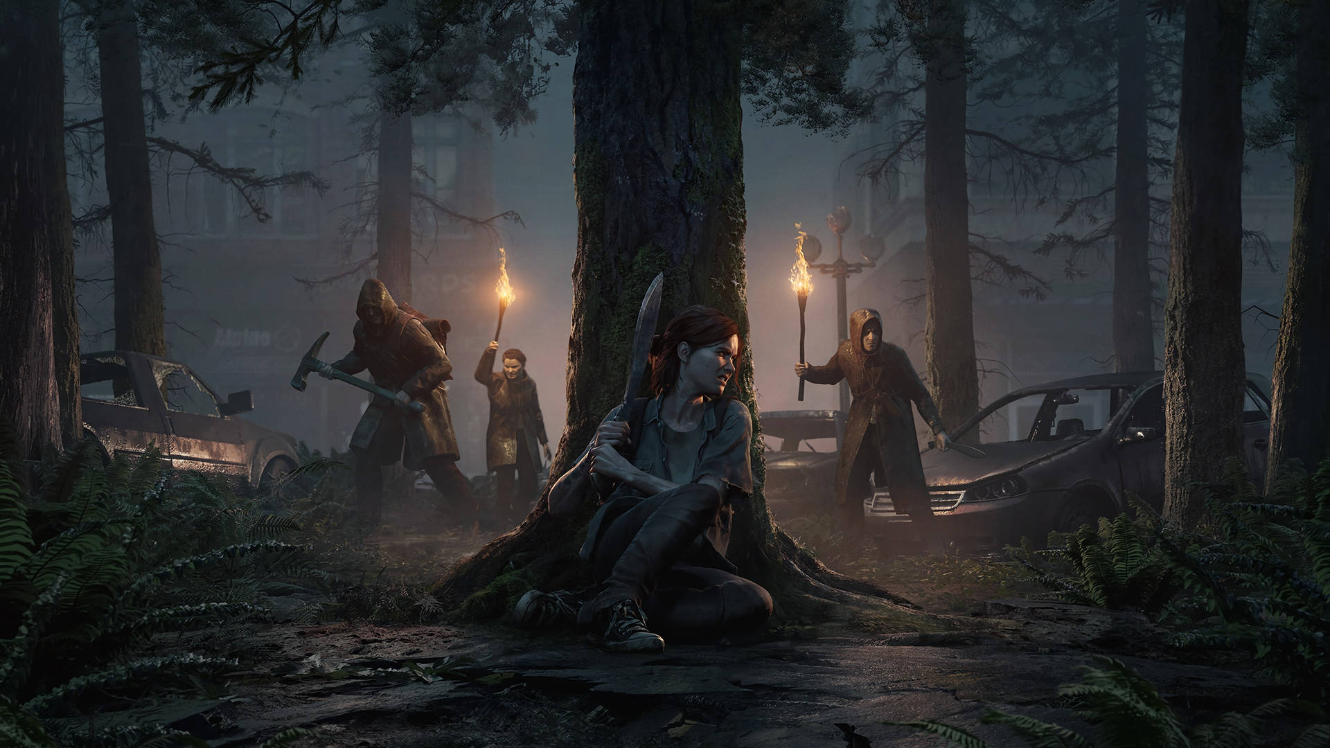 Ellie Hiding Behind Tree In The Last Of Us 4k Background