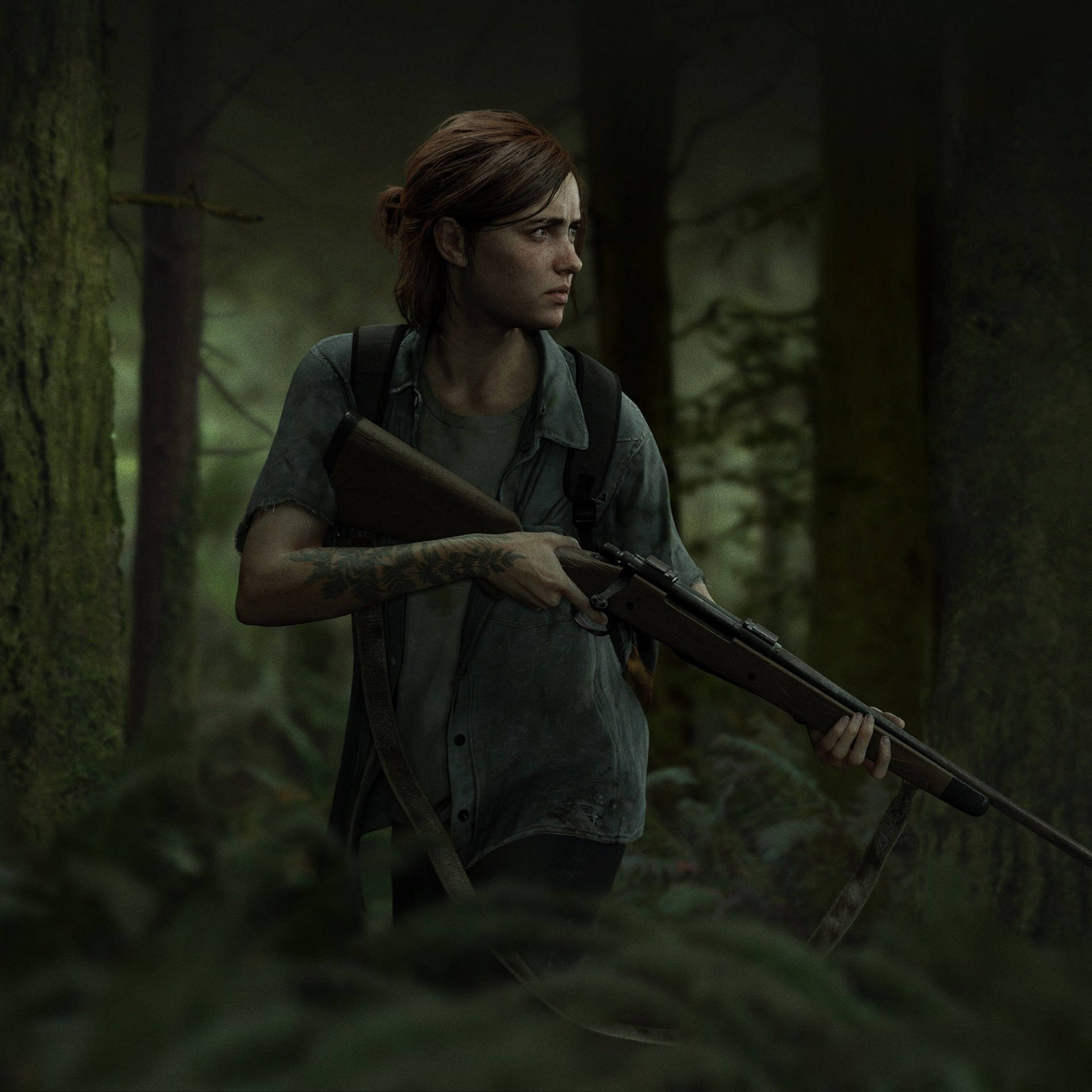 Ellie Hunts To Survive In The Apocalyptic World Of The Last Of Us Background